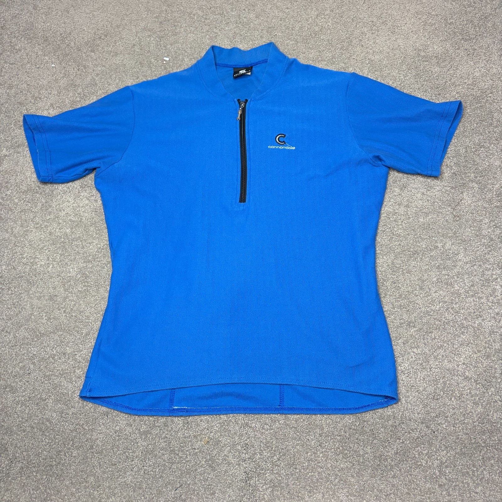 Vintage 90s Cannondale Cycling Jersey Blue 1/4 Zip Shirt Size Large Made in USA