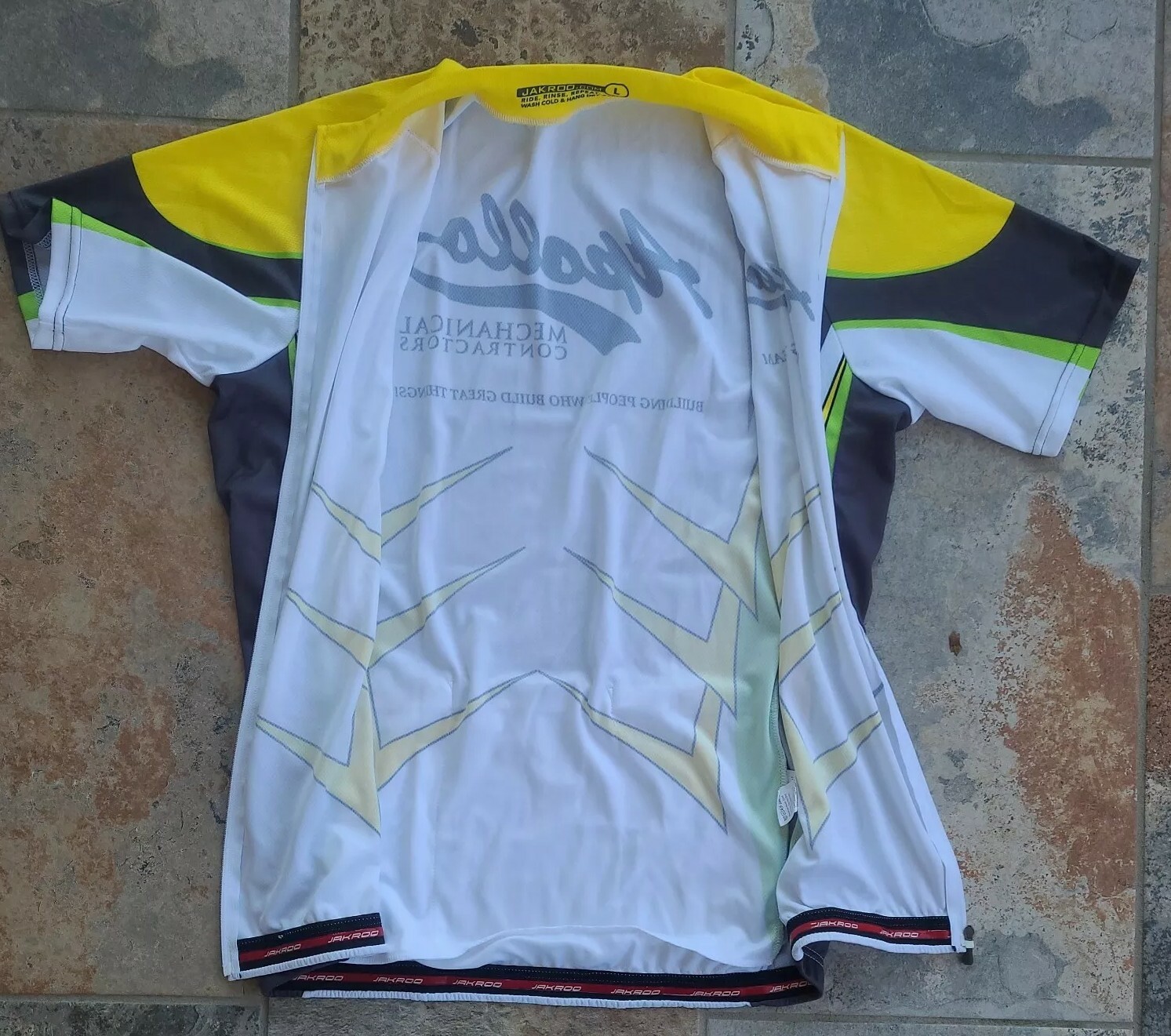 Jakroo Men Size Large Cycling Jersey Full Zip “Apollo Mechanical Contractors”