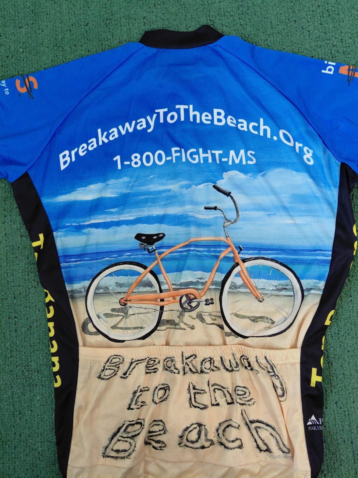 Peak 1 2012 Breakaway To The Beach Multicolored Zip Up Cycling Jersey Sz Medium