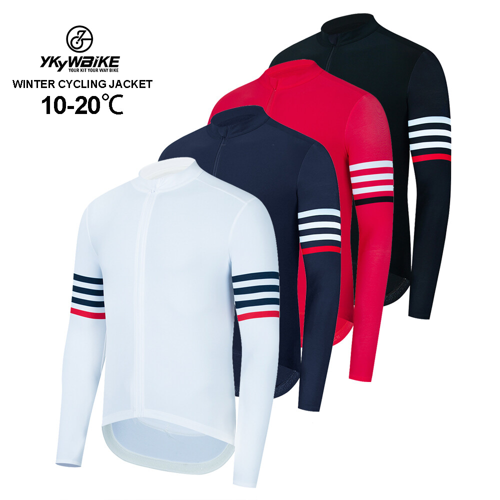 Men’s Cycling Long Sleeve Jersey Bike Winter Thermal Fleece Shirt Bicycle Jacket