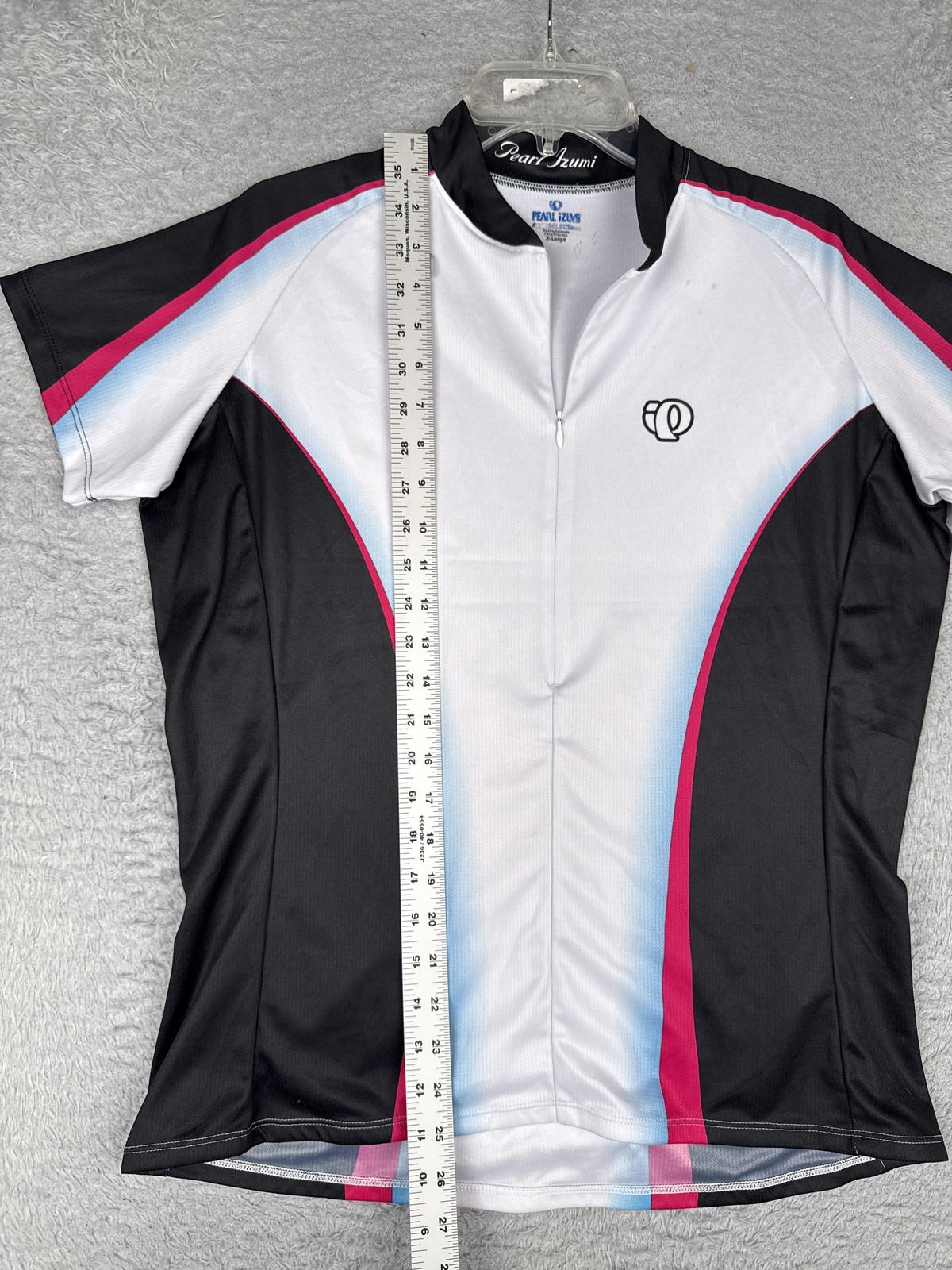 Pearl Izumi Jersey Women XL Black Pink Short Sleeve Cycling 1/2 Zip Pockets