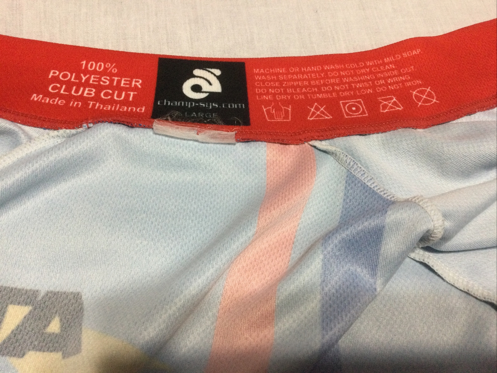 Champ Sys Cycling jersey full zip 3-pocket short sleeve LG San Tan Racing Blue