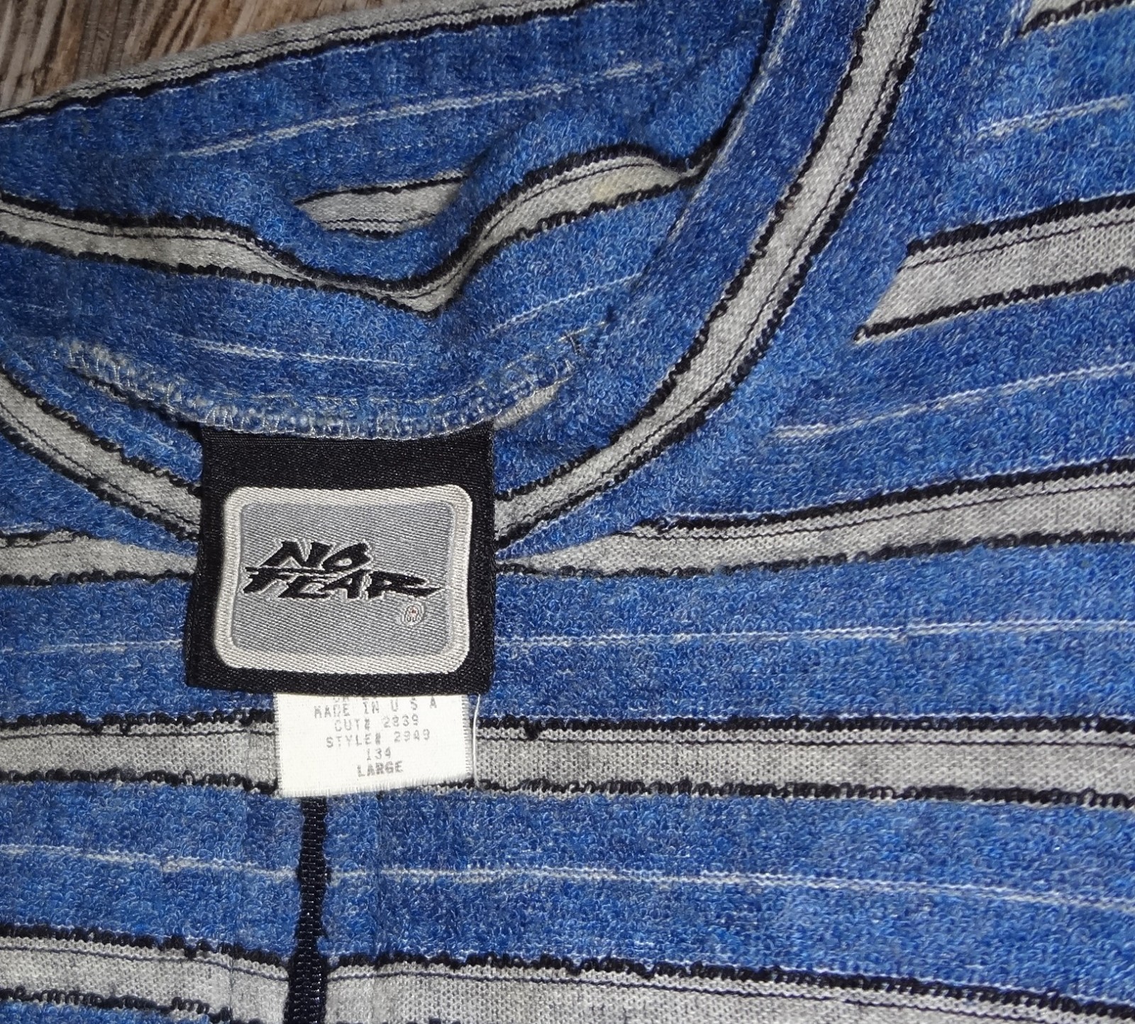 Vintage 90s Y2K No Fear Blue Knit Cycling Jersey SZ L USA Made 1/2 Zip Racing