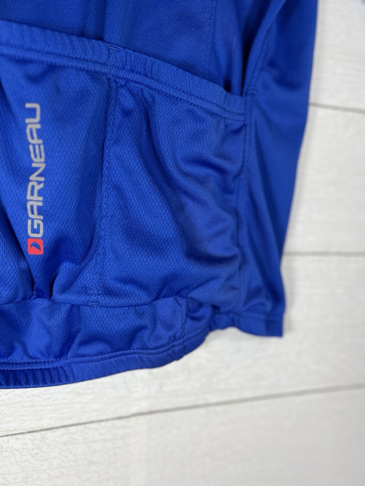 Louis Garneau XL Blue Performance Cycling Cyclist Bicycle Jersey Back Pockets