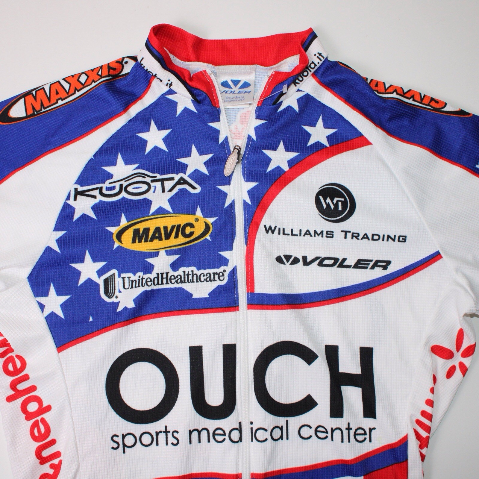 VOLER Cycling Jersey Mens S White Biking 3 Rear Pockets USA Race Raglan Graphics