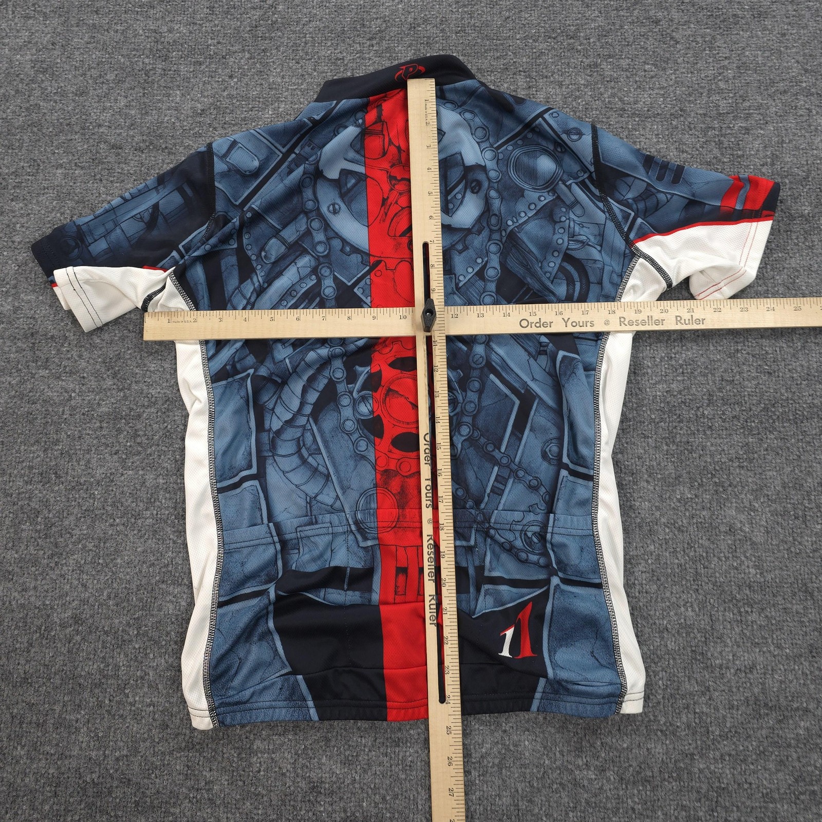 Primal Wear Jersey Mens Medium Blue Red Performance Cycling Full Zip Graphic