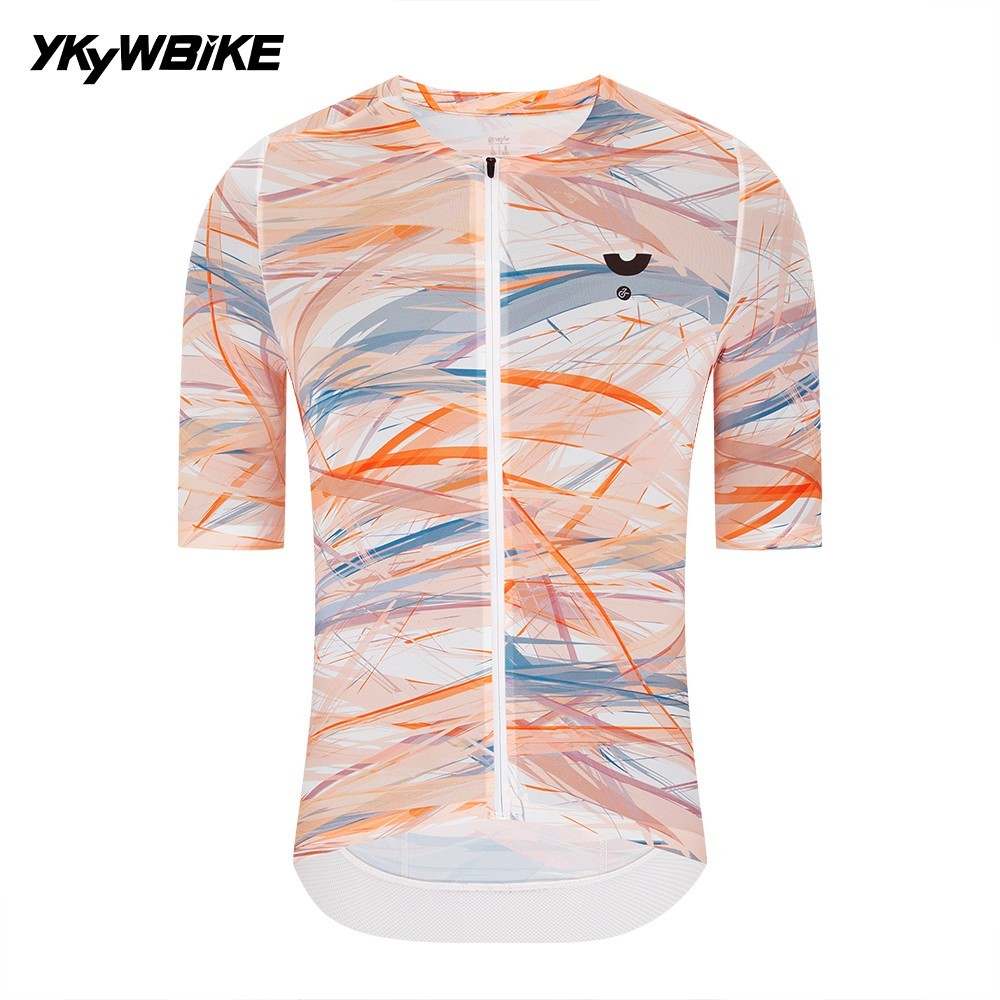 YKYW Summer Cycling Jersey MTB Maillot Seamless Short Sleeve Shirt Collarless