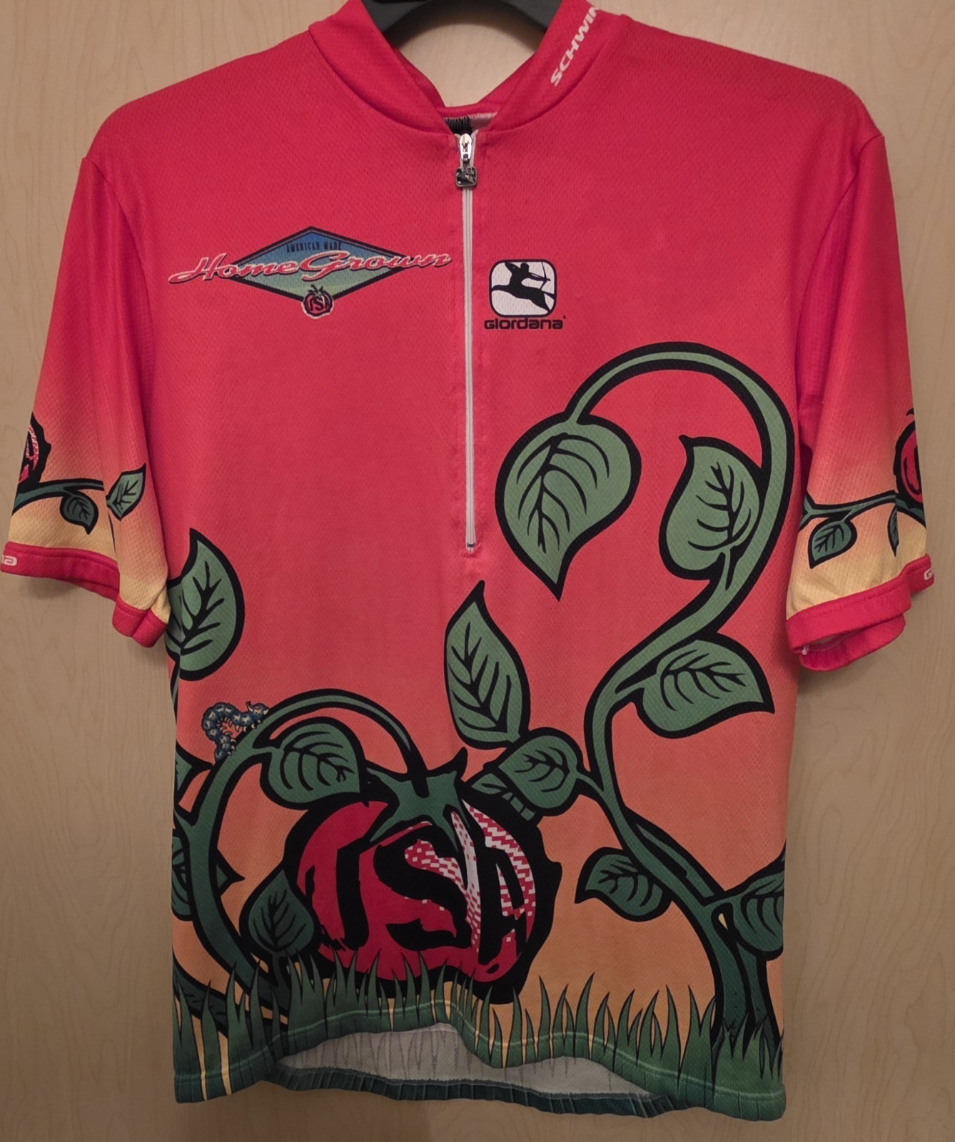 Giordana Men’s Graphic Pt 1/2 Zip Front Cycling Jersey Top w Back Pocket Size ?