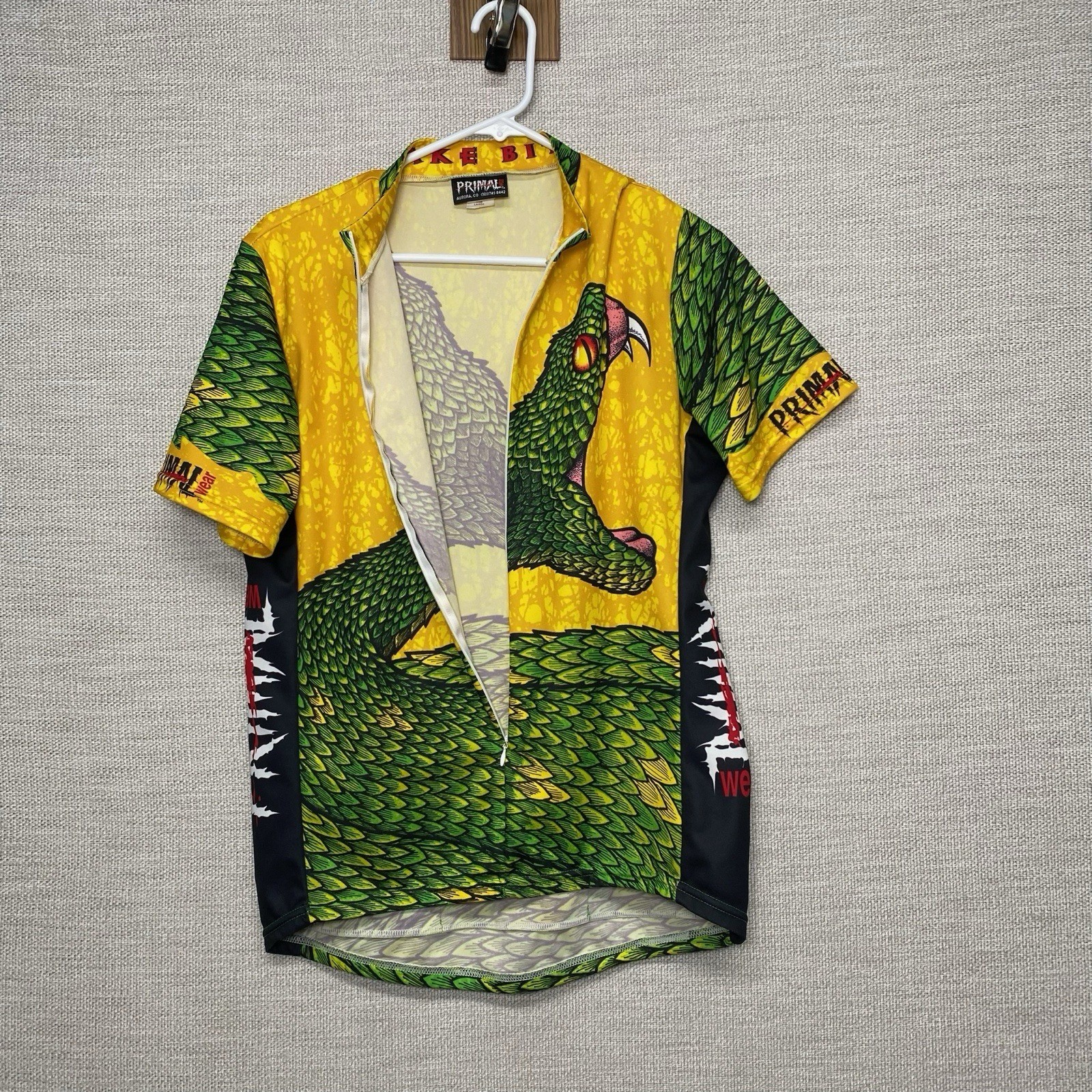 90s Y2K Primal Wear Cycling Jersey Shirt Snake Bite Racing 3/4 Zip USA