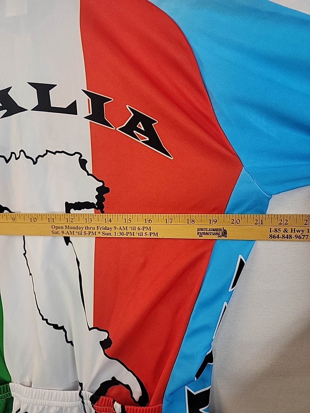 Italy Flag Cycling Shirt XL Blue All Over Print 3/4 Zip Back Pockets Bicycle NWT