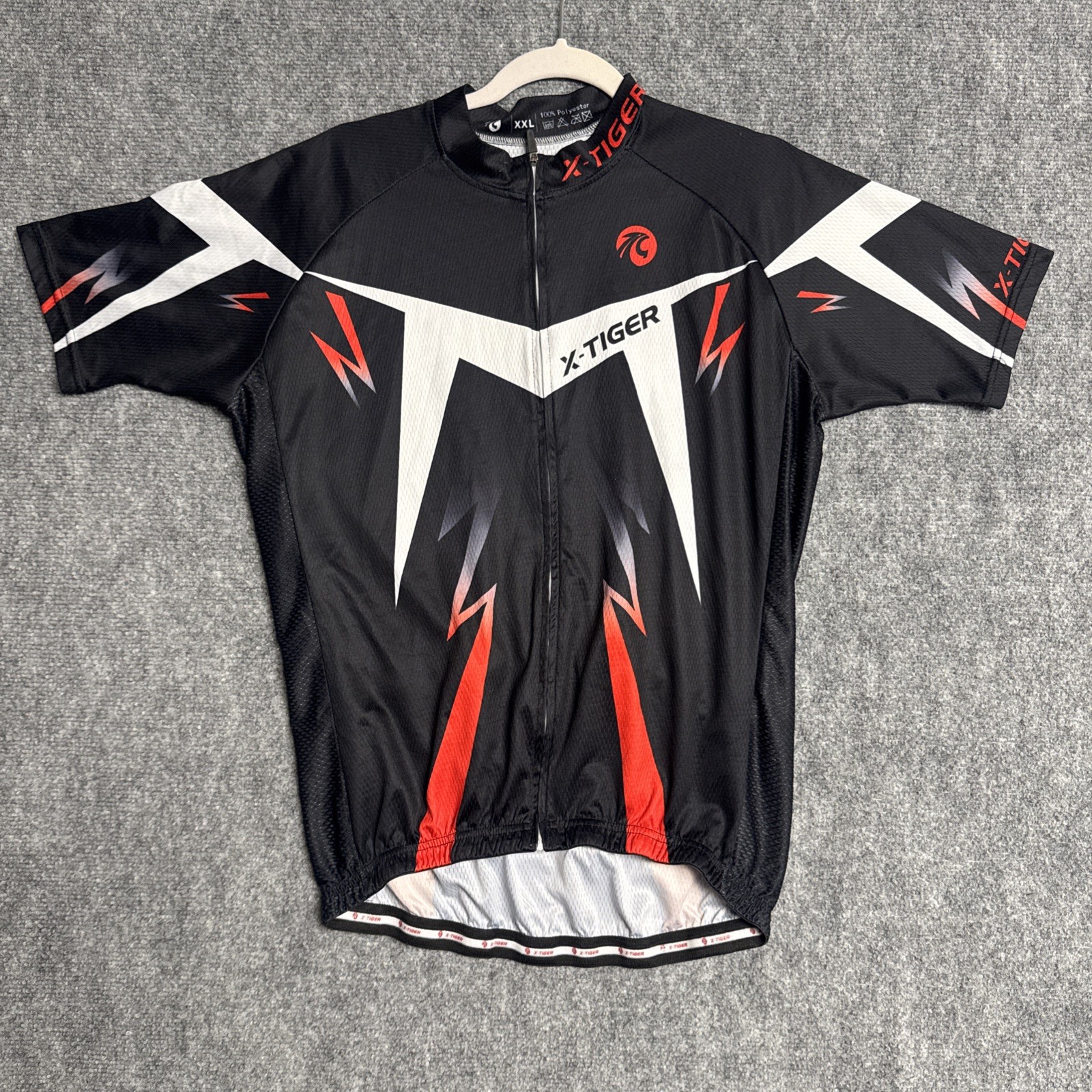 X-Tiger Cycling Jersey Men’s XXL Full Zip Short Sleeve Tagless Bike Shirt