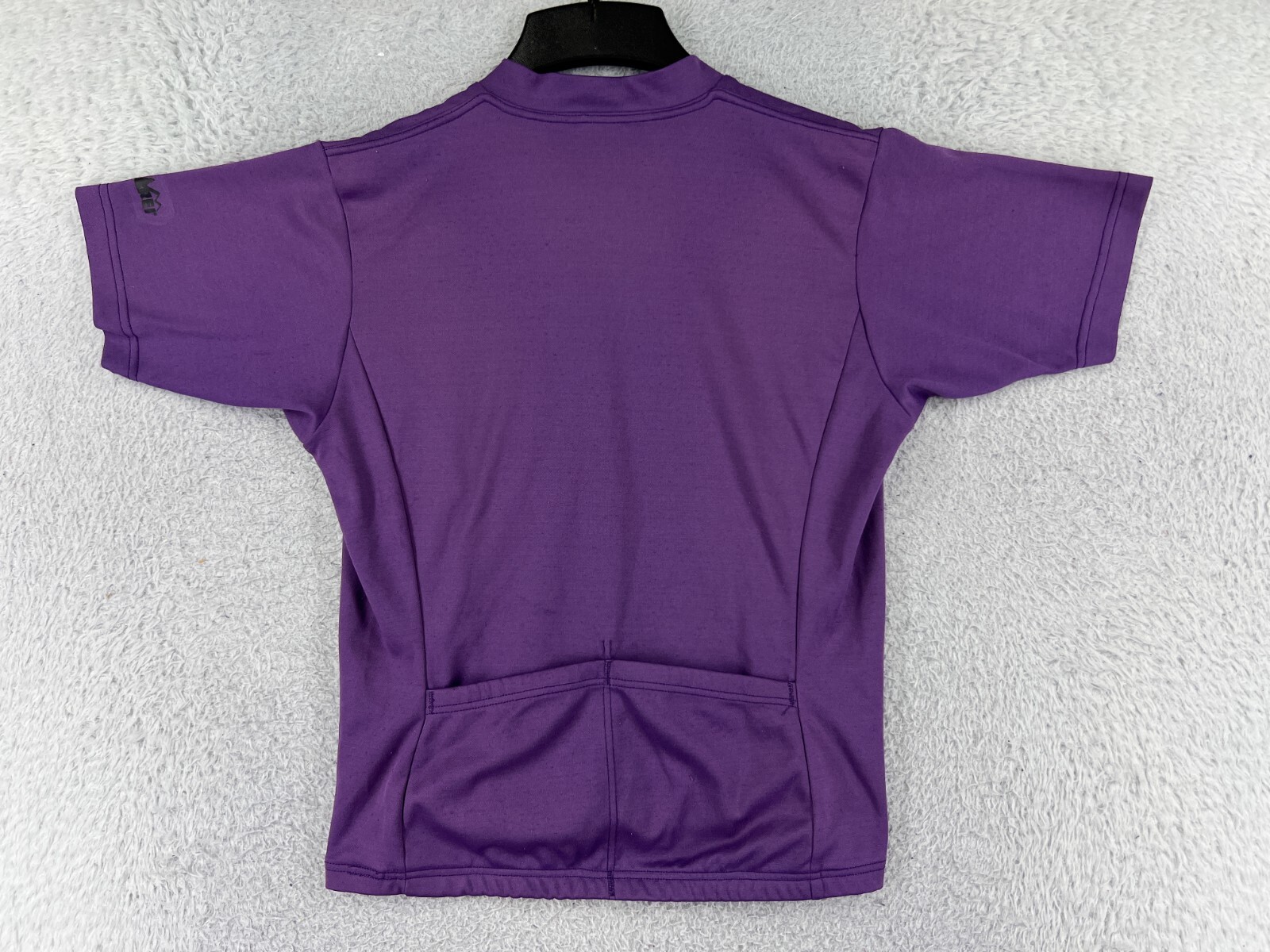 REI Cycling Jersey Womens Medium Purple 1/2 Zip Pockets 100% Polyester Mock Neck