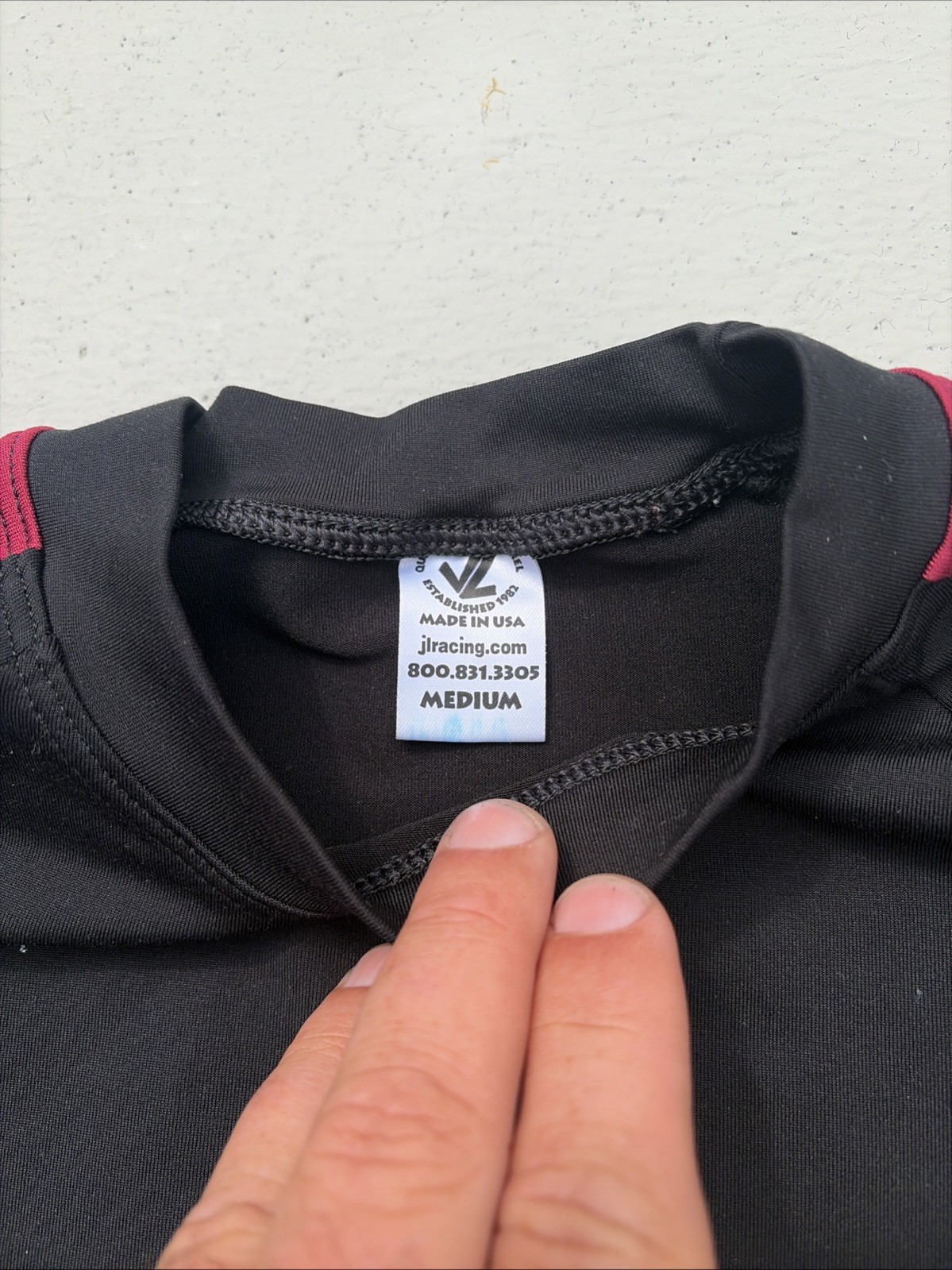 JL RACING x USA-MADE LONG SLEEVE SHIRT Rowing Crew Adult M ~Black/Maroon~
