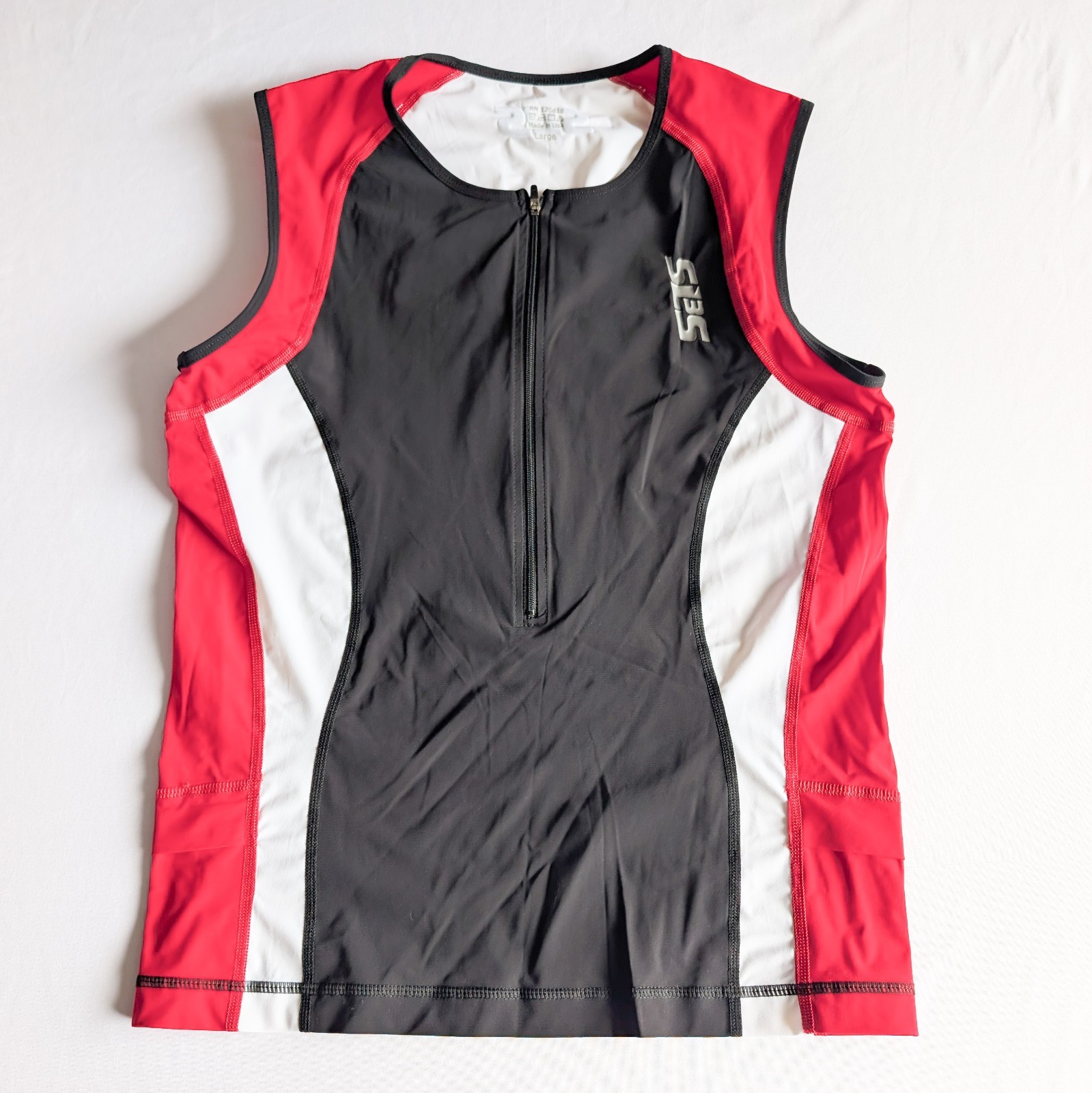 SLS3 Men’s Triathlon Top /Sleeveless Bike Jersey /Half Zipper/Men’s Large