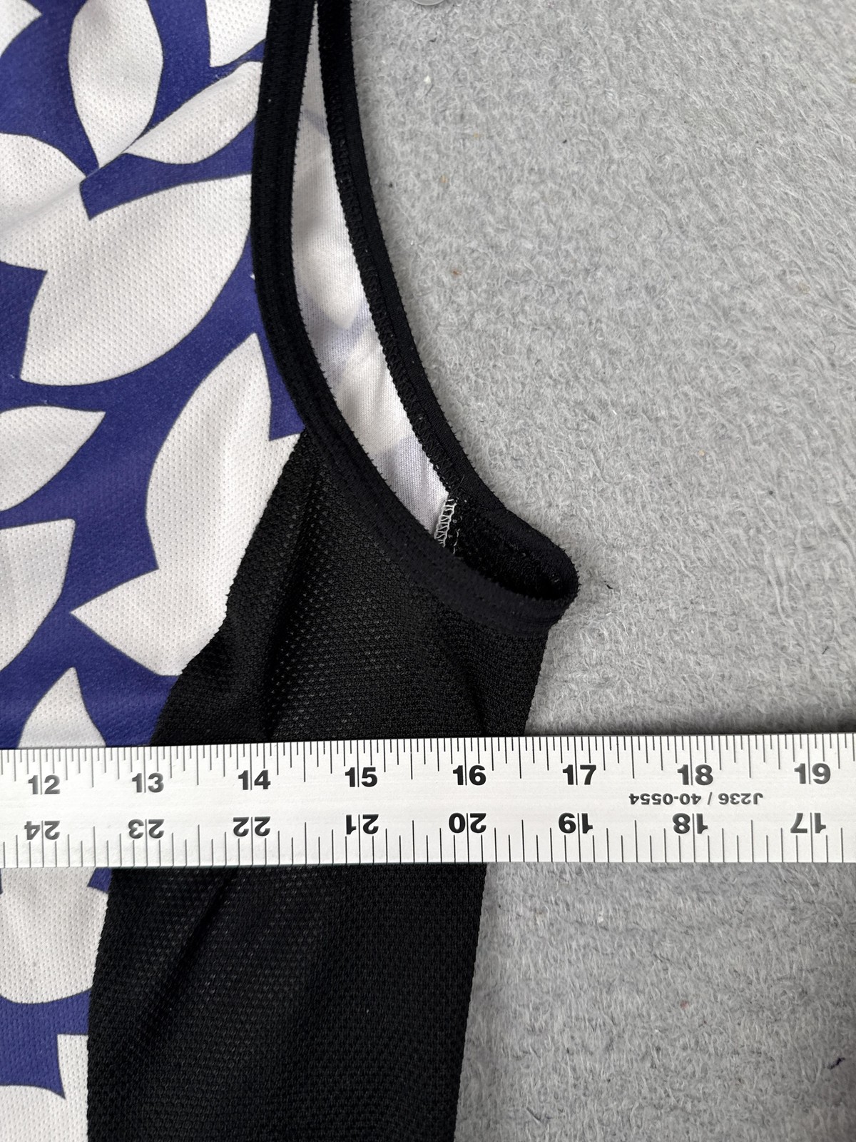 Terry Cycling Jersey Womens Medium Blue Floral Tank 1/4 Zip Pockets Bike