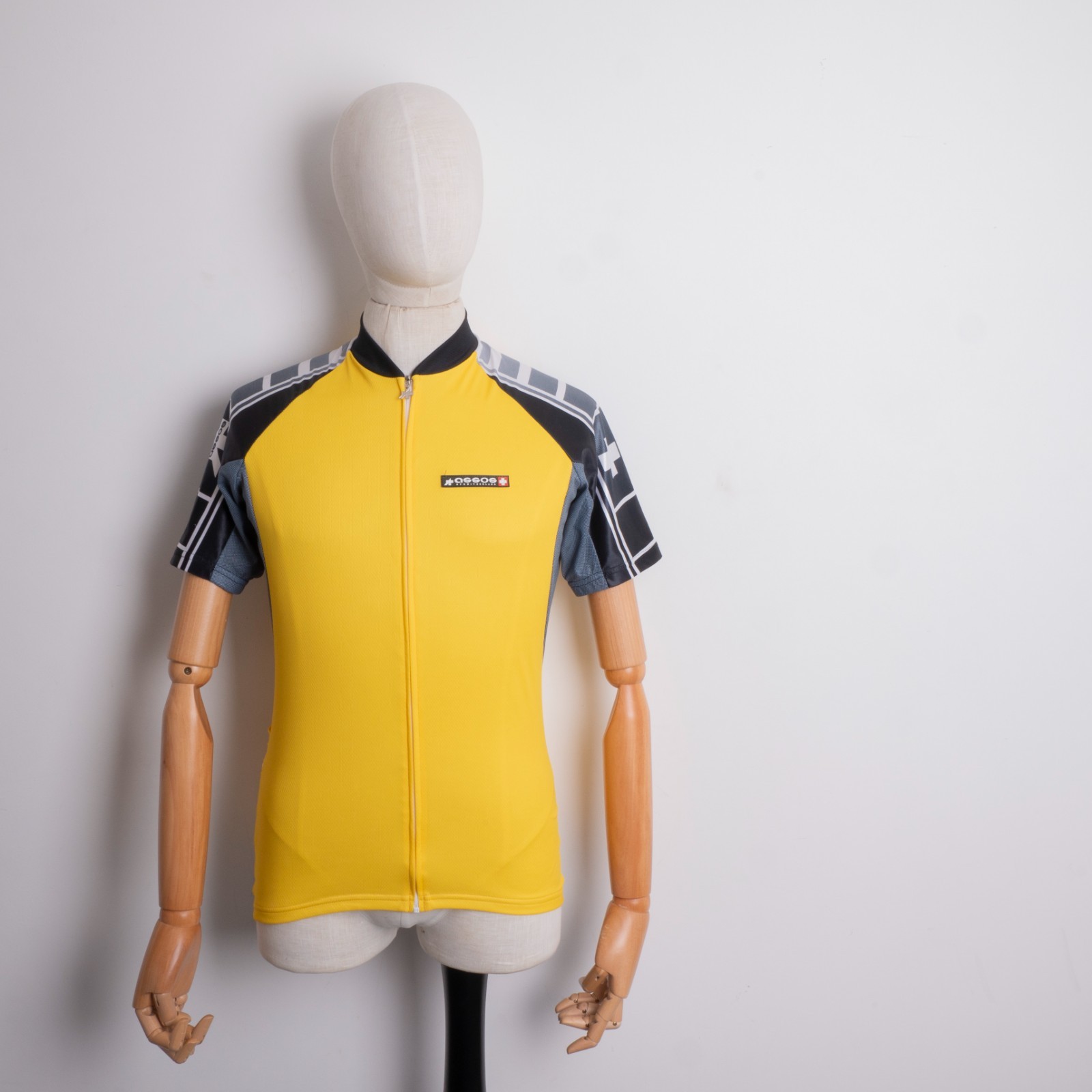 Assos Mens Solid Yellow Full-Zip Short Sleeve Stretch Cycling Jersey Size M