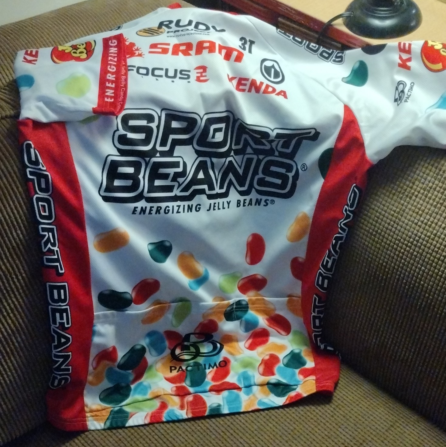 Pactimo Sport Beans Jelly Belly Cycling Jersey L Short Sleeve Zip Pockets