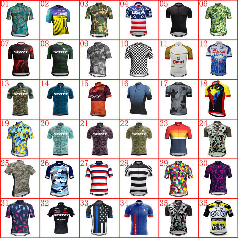 Retro Mens Cycling Jersey Summer Team Bike Shirt Short Sleeve MTB Bicycle Tops