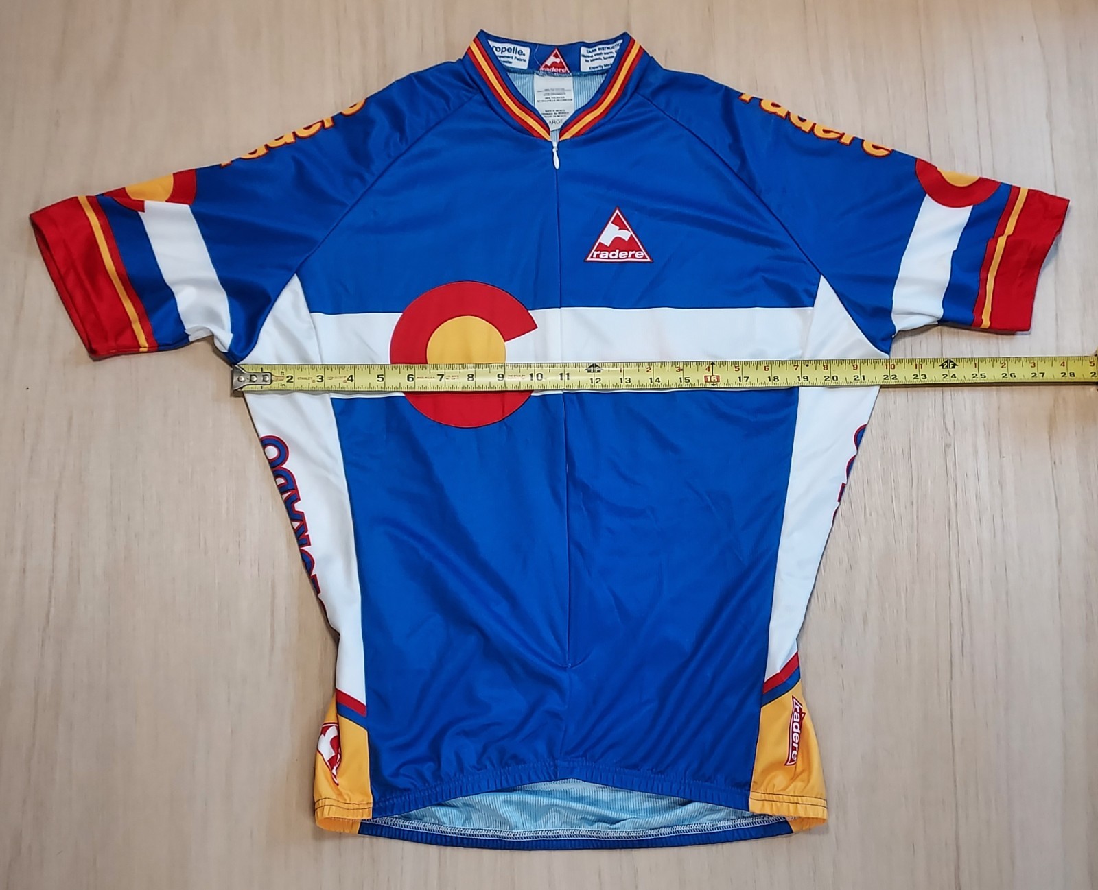 Radere Colorado State Flag Cycling Jersey Mens L Blue White 3/4 Zip Pockets