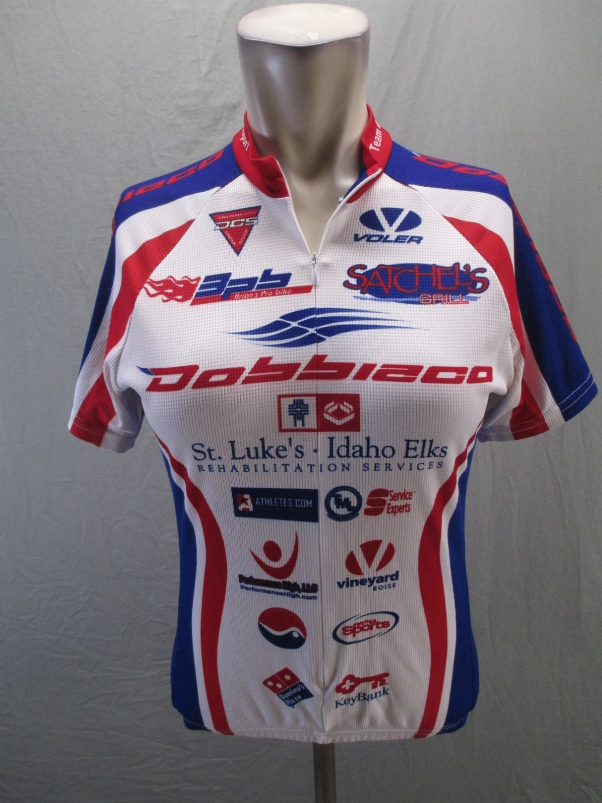 Voler Size M Mens Multicolor Cycling Compression Full Zip Athletic Logo Top 696