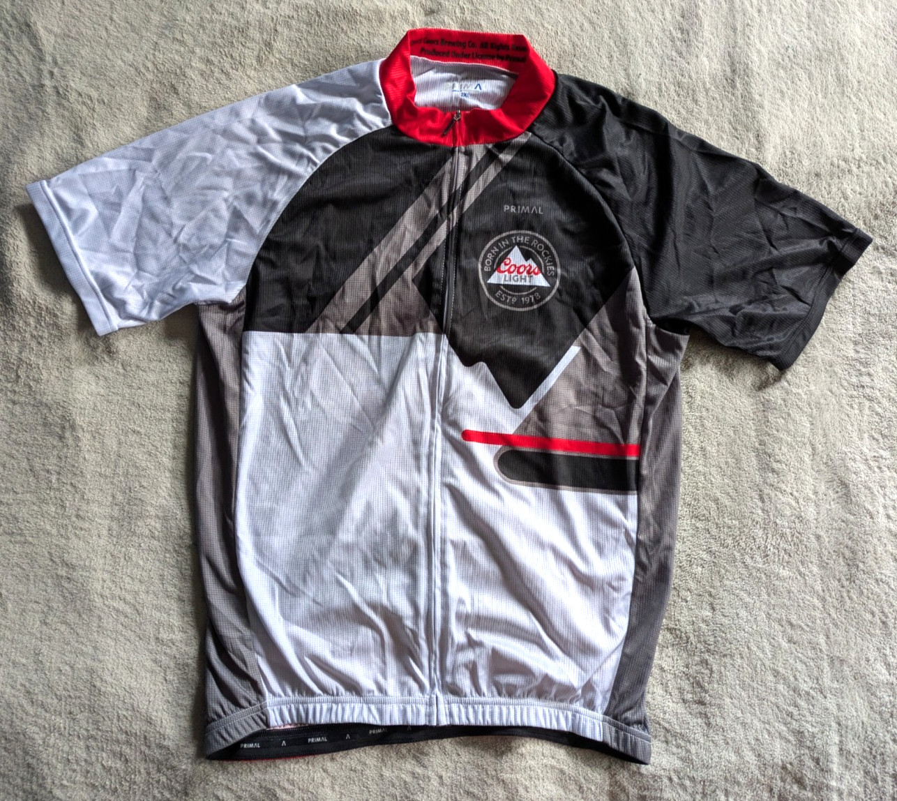 PRIMAL Cycling Jersey Mens 2XL XXL Race Cut Bicycle Gray Black Red