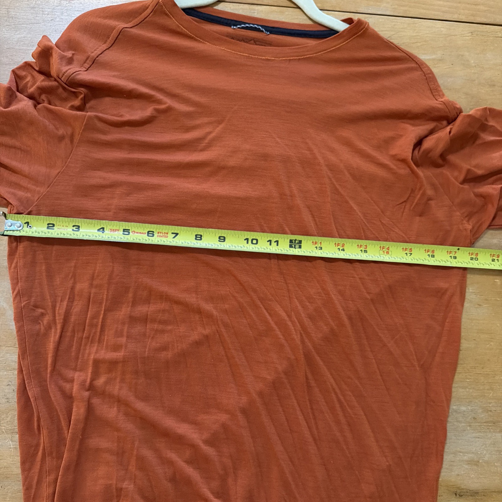 Patagonia Merino Bike Jersey Mens Large Burnt Orange 3/4 Sleeve Lightweight Tee