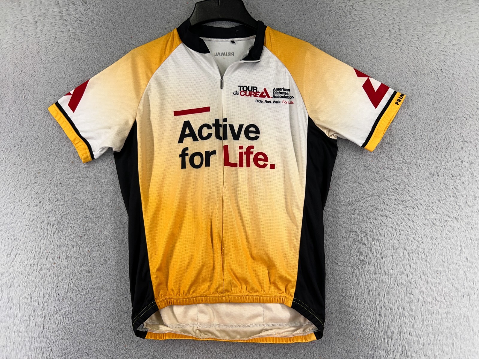 Primal Cycling Jersey Adult Medium Yellow Black Tour De ADA Diabetes Polyester