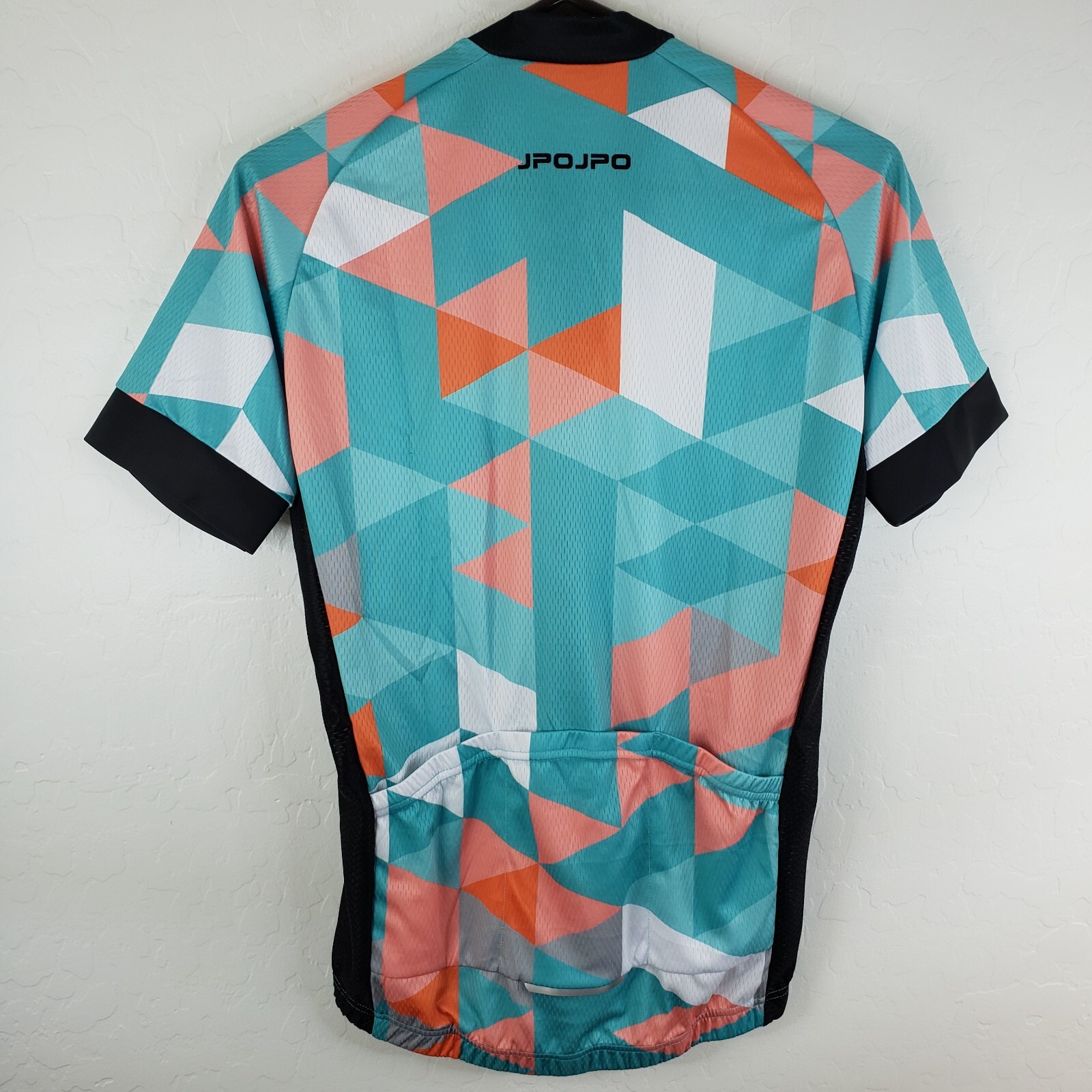 JPOJPO Cycling Jersey Womens Size XL Teal Colorful Block Full Zip Stretch Jersey