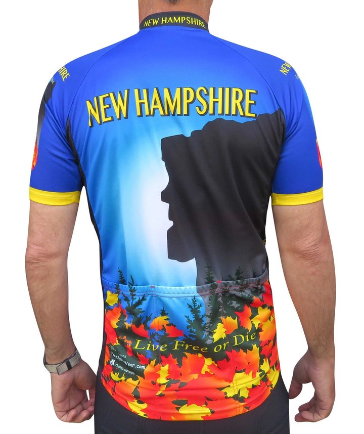 Free Spirit Wear New Hampshire Short Sleeve Cycling Jersey UPF 3 Back Pockets
