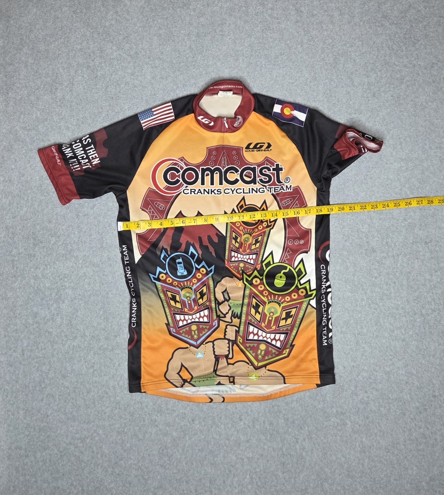 Louis Garneau Cycling Jersey Mens Large Comcast Cranks Cycling Team 1/2 Zip USA