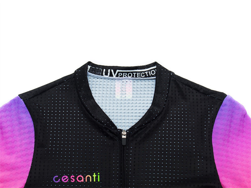 CESANTI Women Cycling Jersey Fluor Color Non-slip Band Pro Bike Clothing