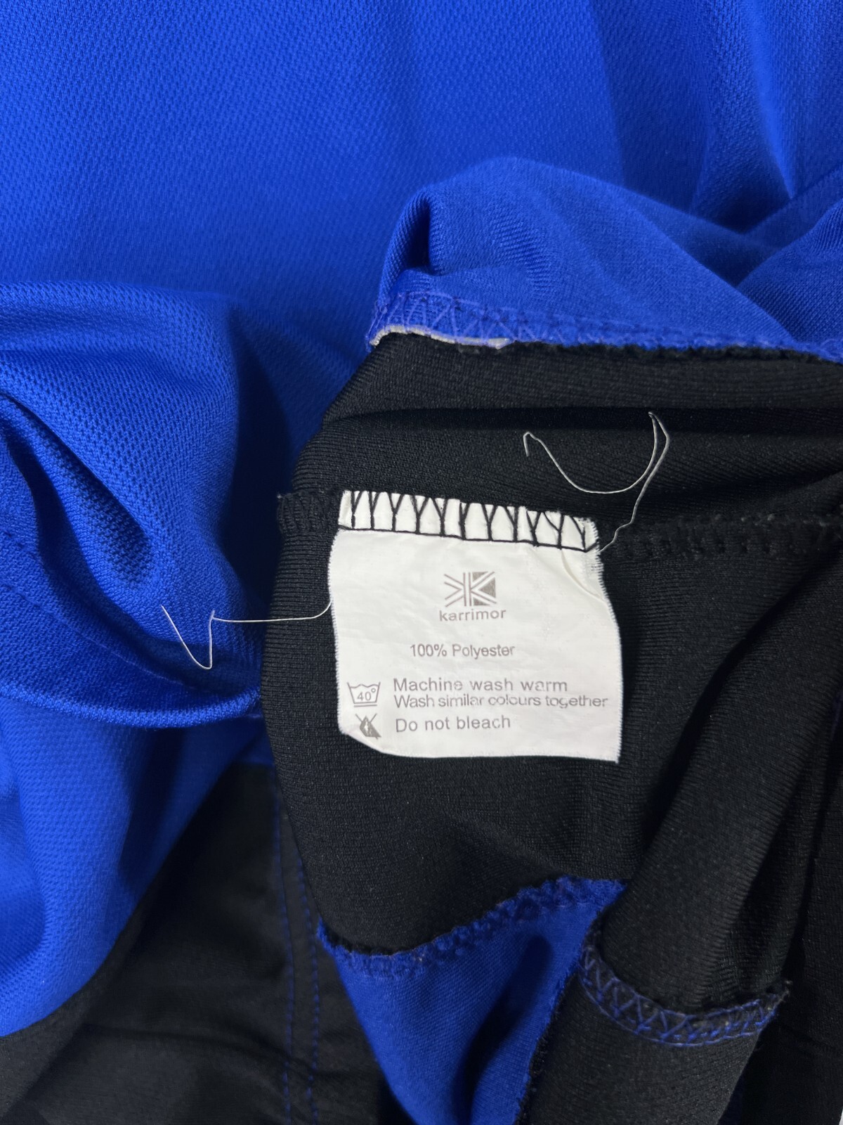Karrimor Cycling Jersey Mens Large Blue Black Rear Pockets 100% Polyester