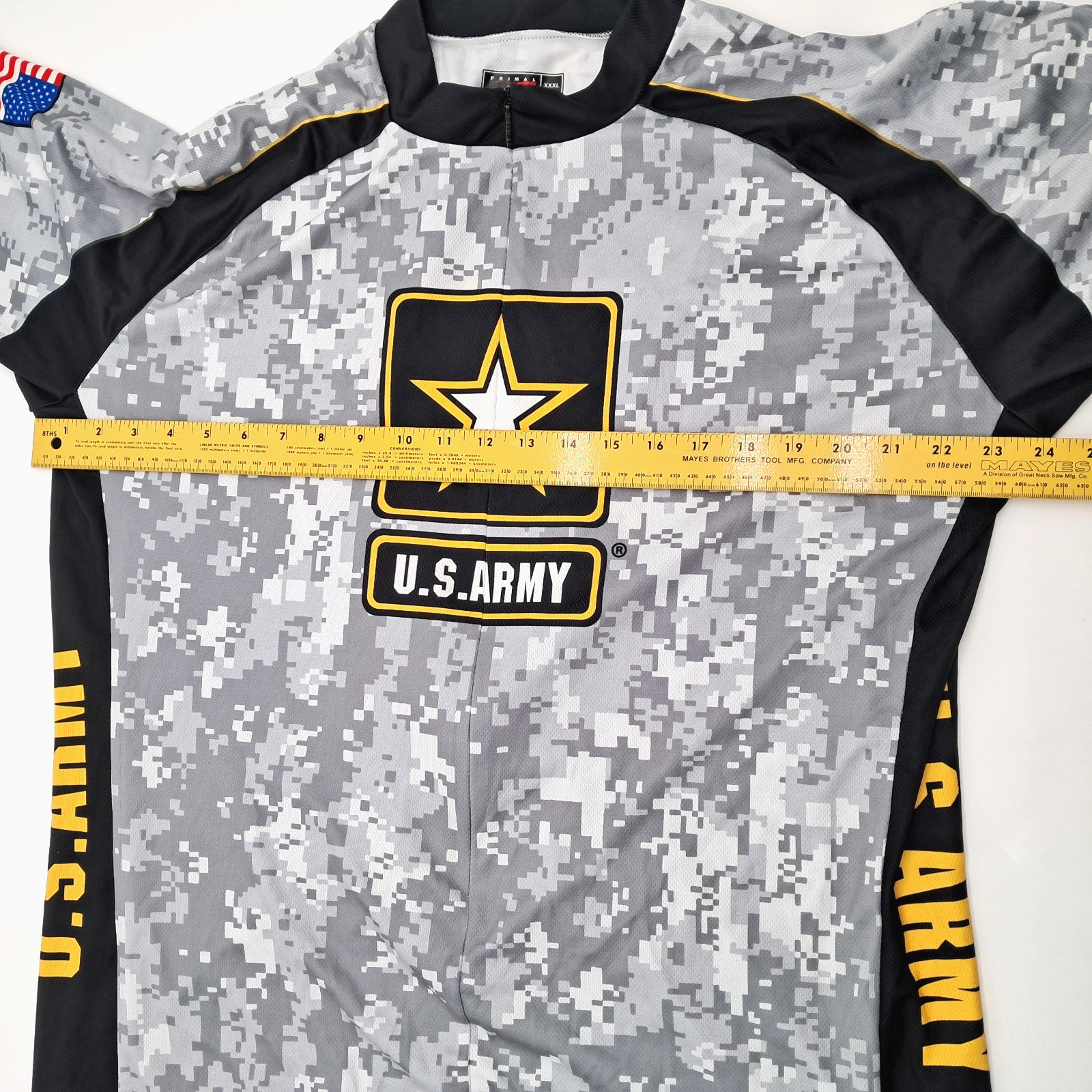 Primal Cycling Jersey Mens XXXL US Army Gray Camo 3/4 Zip Patriotic USA Military