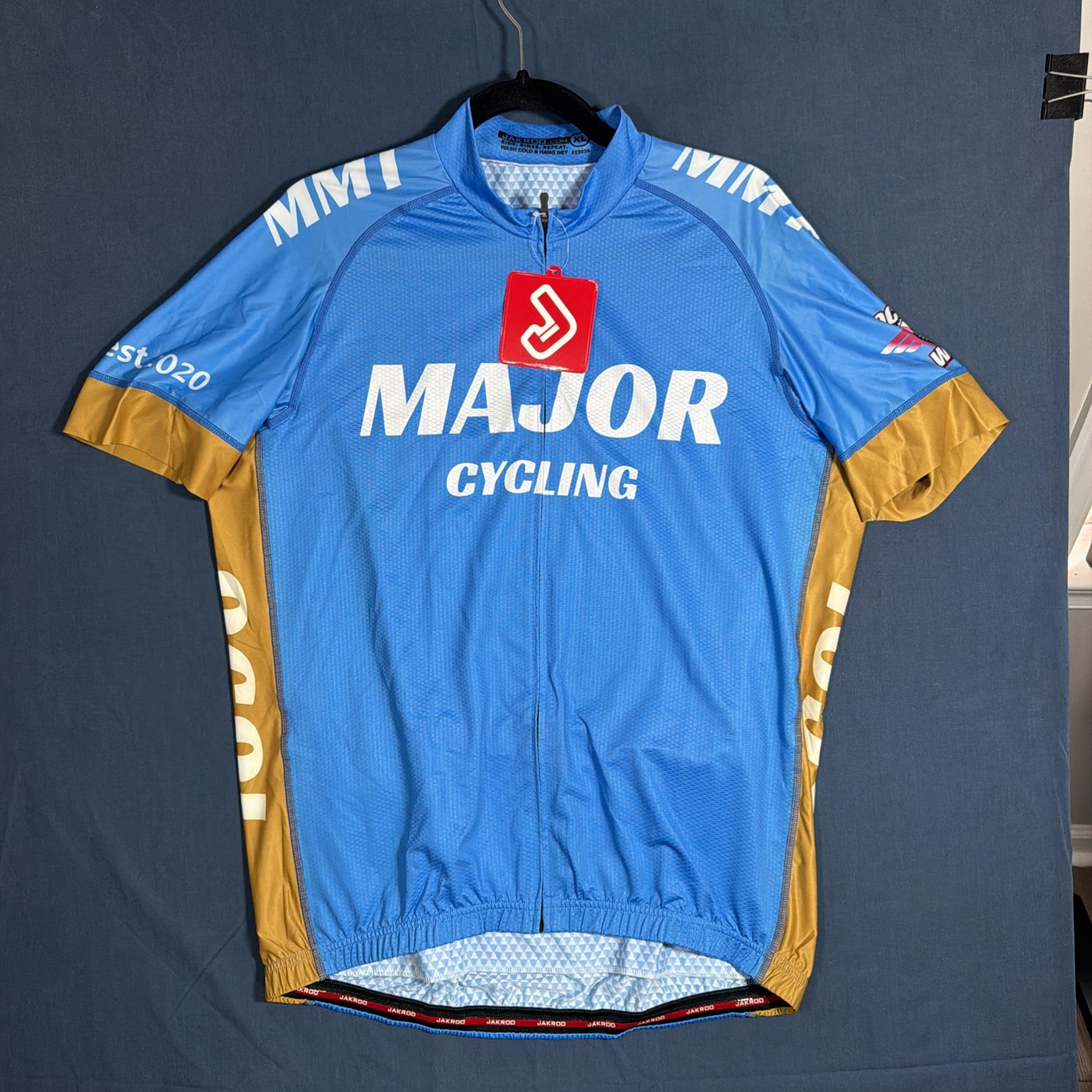 NWT Jakroo Men’s Cycling Jersey Rear Pockets Blue Men’s Size XL NEW
