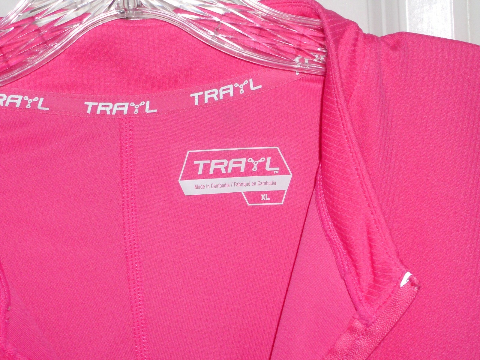 TRAYL WOMEN’S 1/4 ZIP CYCLING JERSEY JACKET REFLECTIVE PINK & WHITE SIZE XL