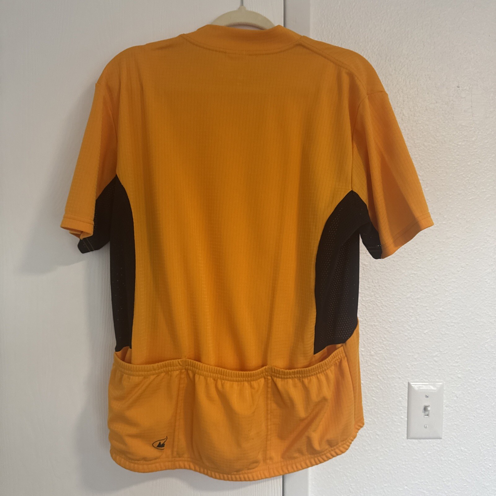 REI Cyclist Jersey Mens L Thanksgiving Orange Gold 1/2 Zip Pockets Elastic Waist