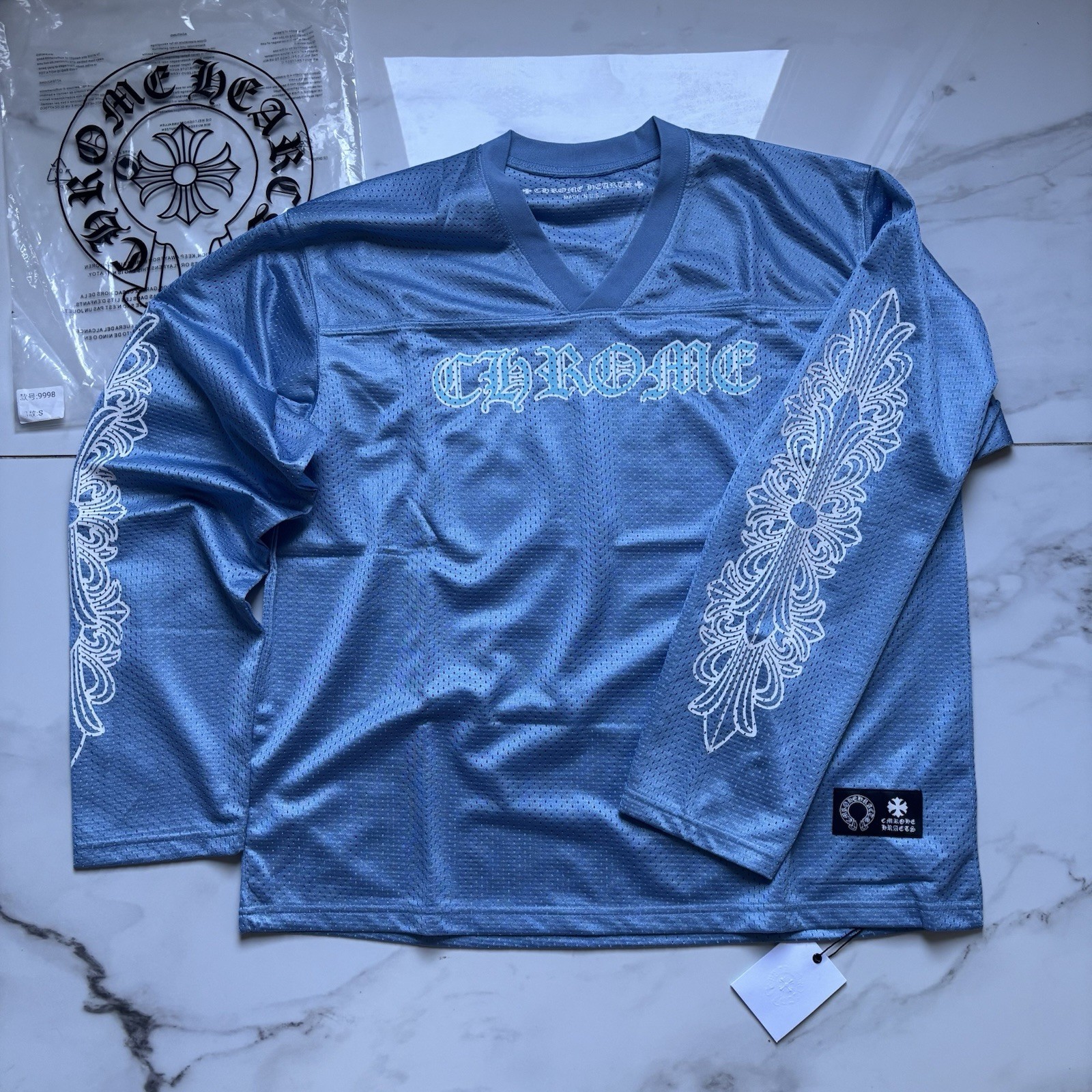 Chrome Hearts Black Long Sleeve Jersey mesh jersey size small
