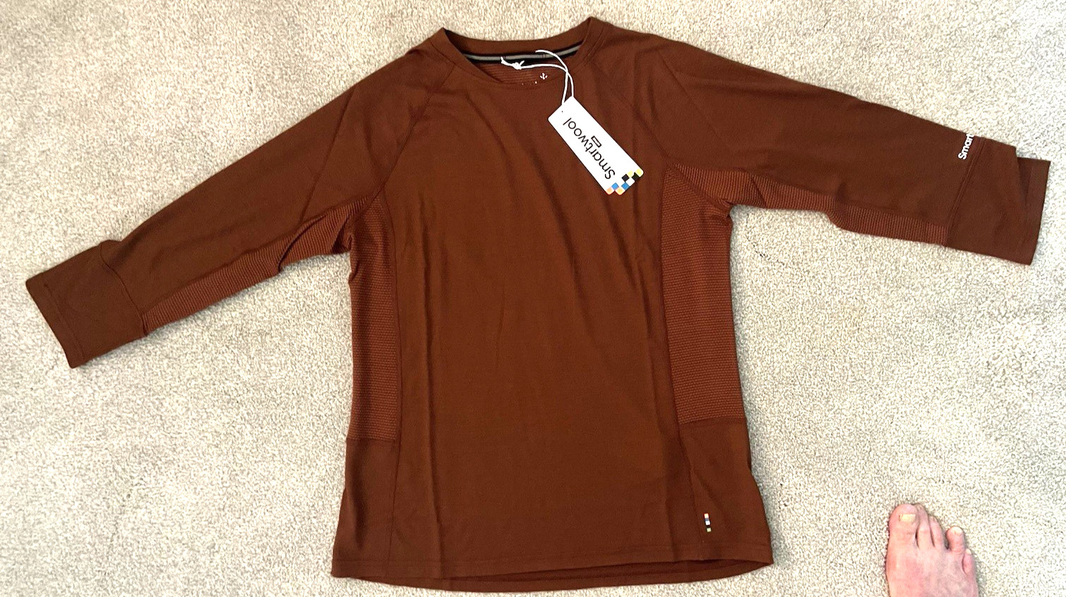 Smartwool Womens Mountain Bike 3/4 Sleeve Jersey Size SMALL Burnt Sienna Heather