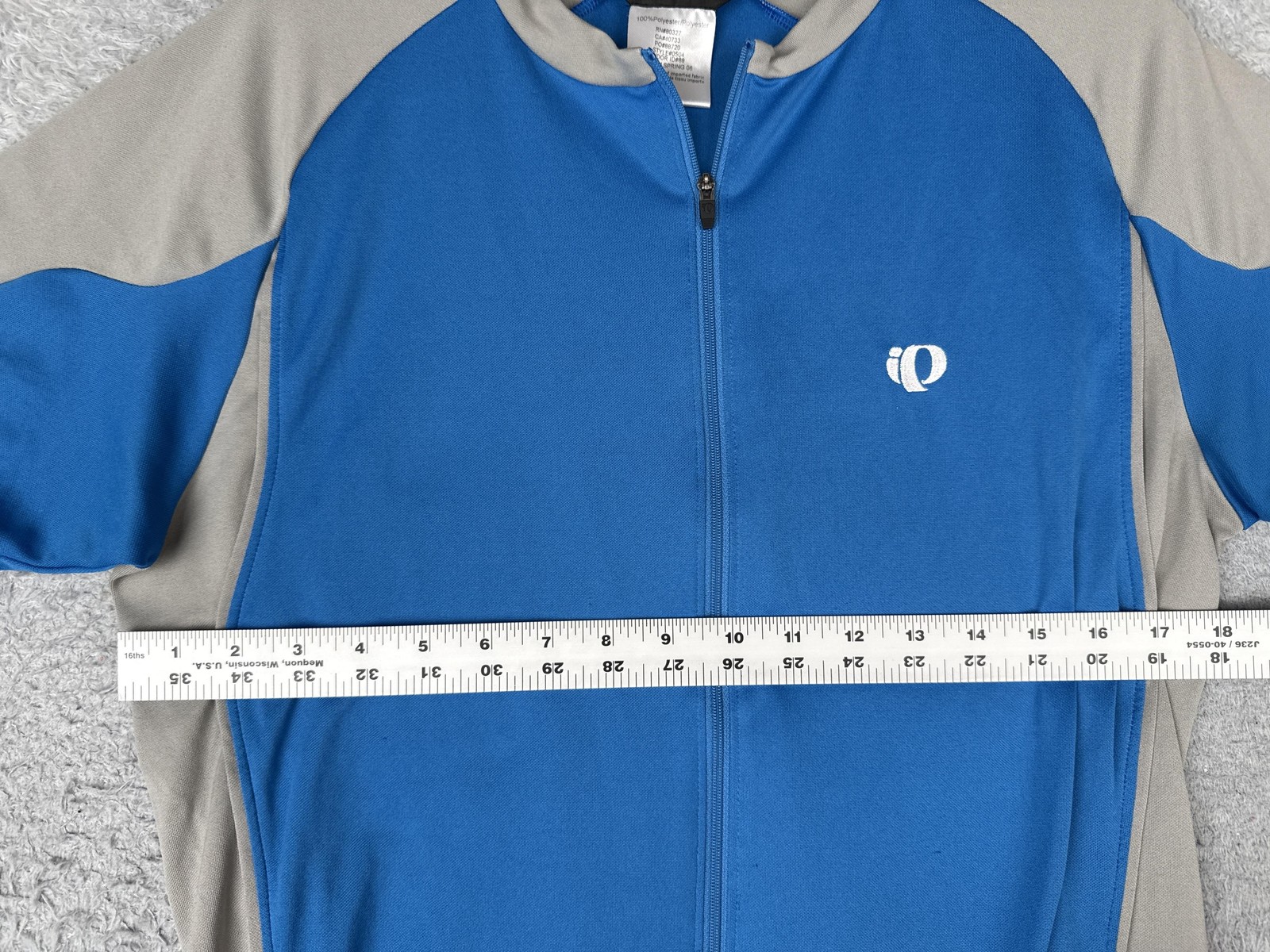 Pearl Izumi Cycling Jersey Mens Large Blue Full Zip Short Sleeve Pockets Bike