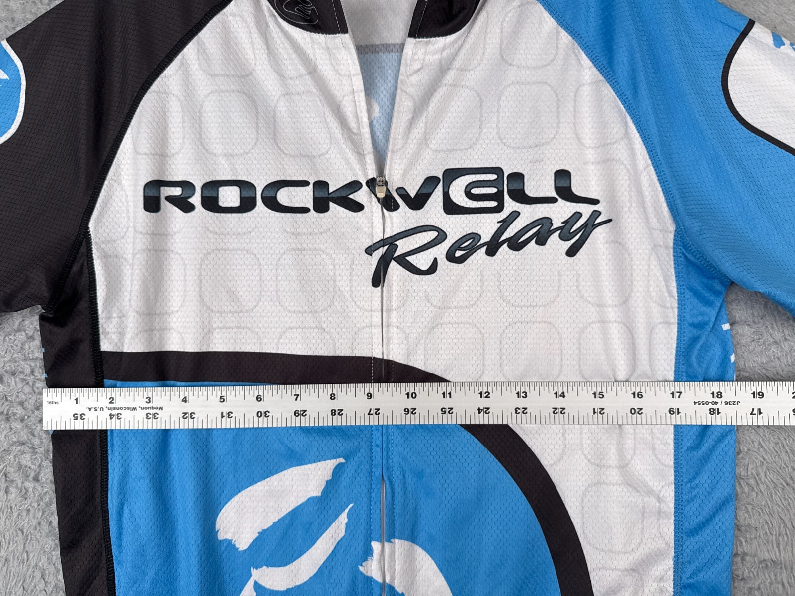 Epic Cyclewear Cycling Jersey Adult Large Blue White Rockwell Relay READ ME