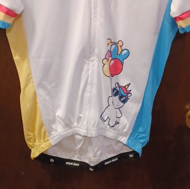 Bicycle Booth Unicorn Graphic Cycling Jersey XL White Pink 100% Polyester