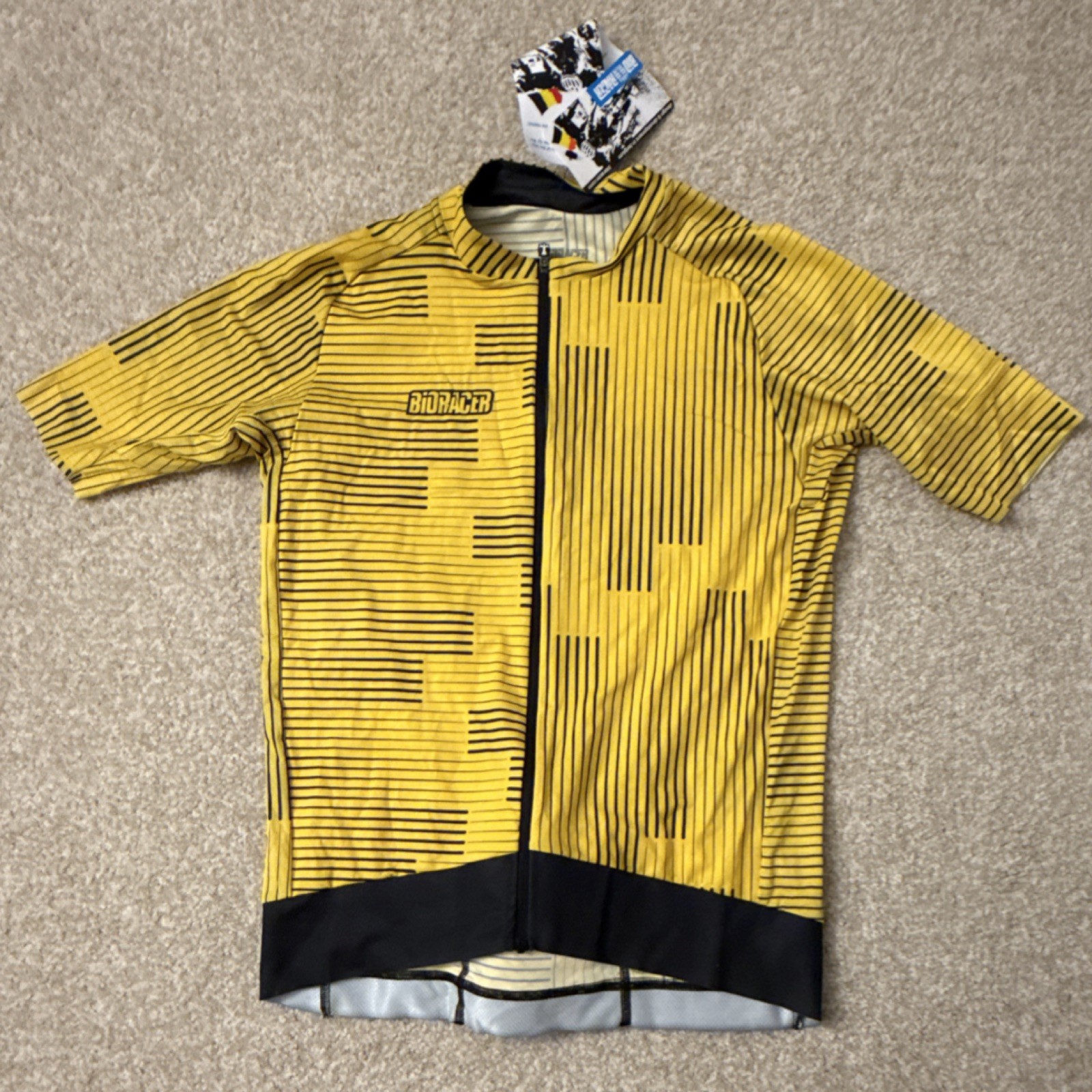 Men’s Bioracer Speedwear Epic Jersey Yellow Black Striped Size XL