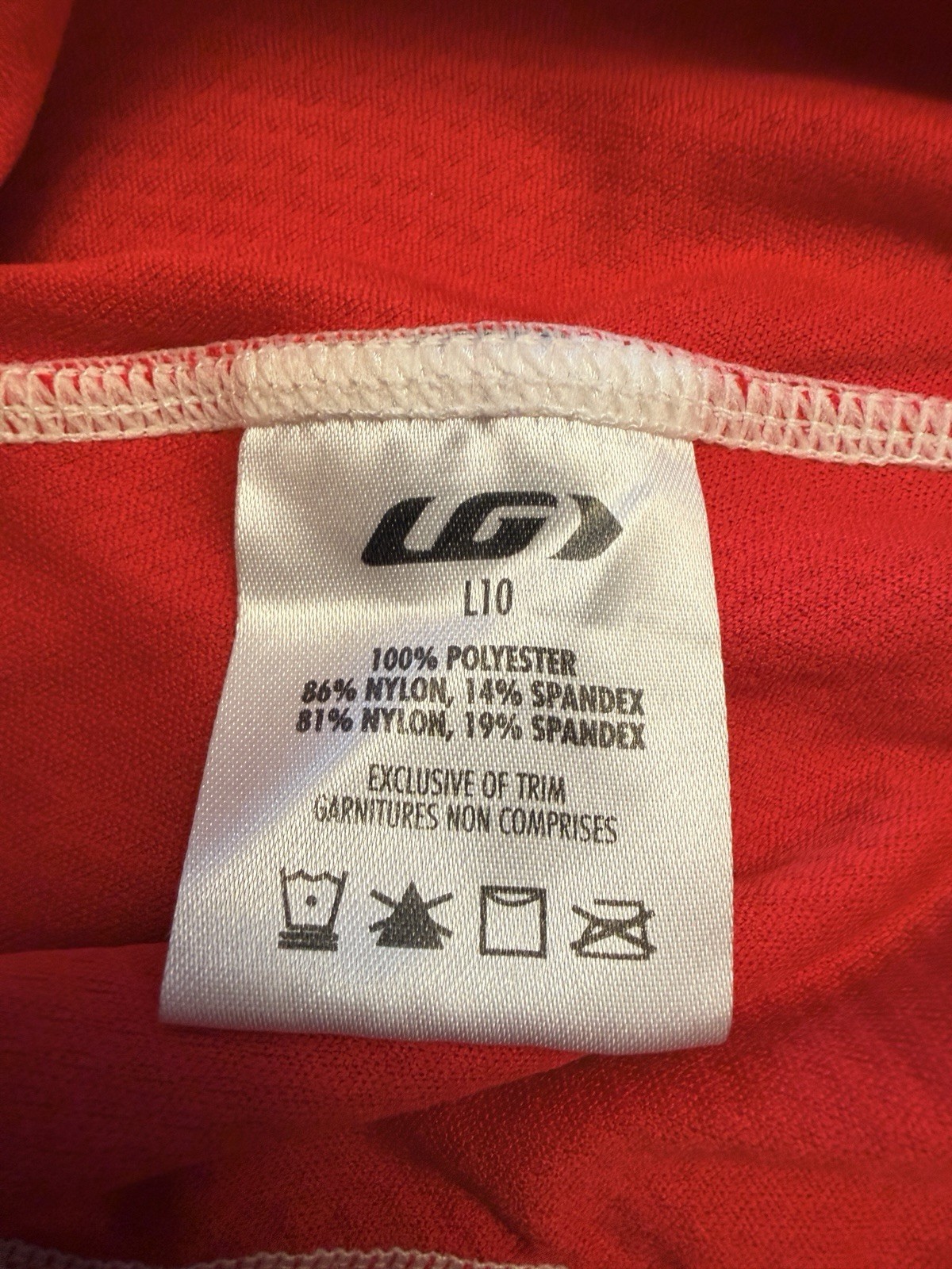 Louis Garneau Cycling Jersey Adult Large Red White Black Full Zip Rear Pockets
