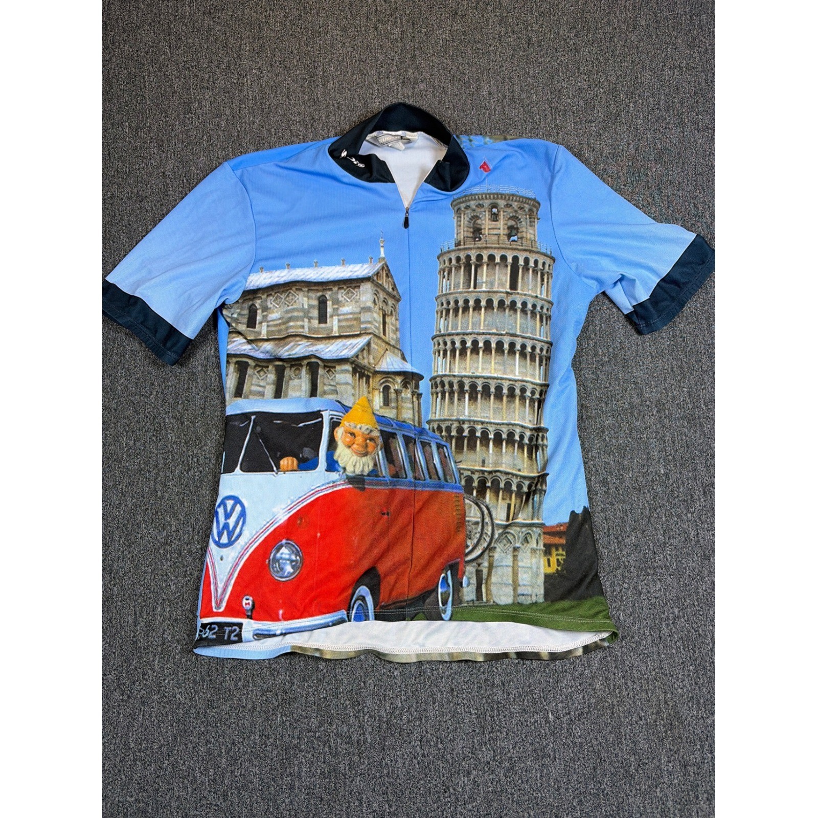 Sugoi Mens Leaning Tower of Pisa Gnome VW Bus Cycling Jersey Blue Medium Canada