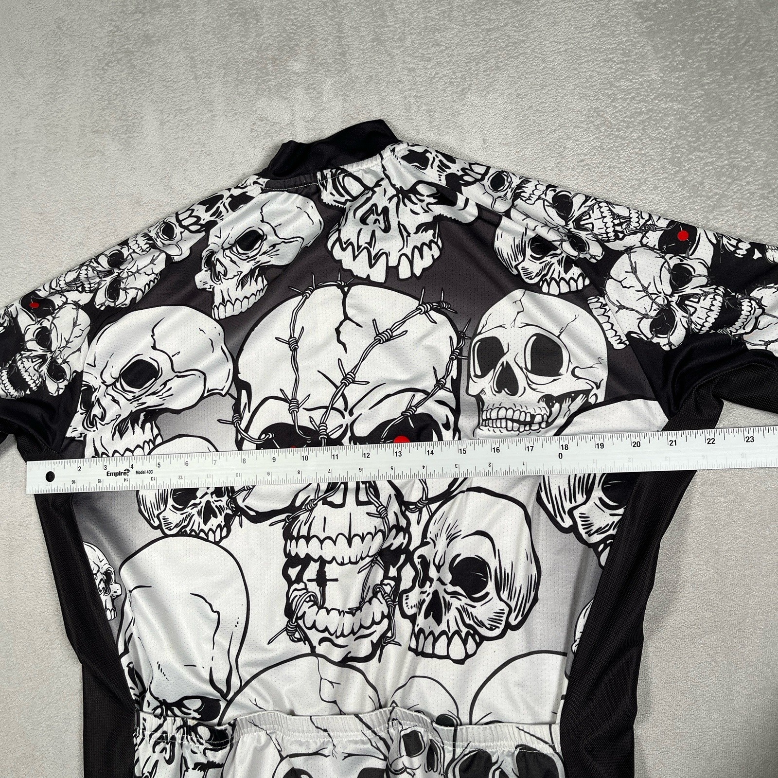 Weimostar Cycling Skulls Jersey Mens Large Full Zip Pockets Biking Bike