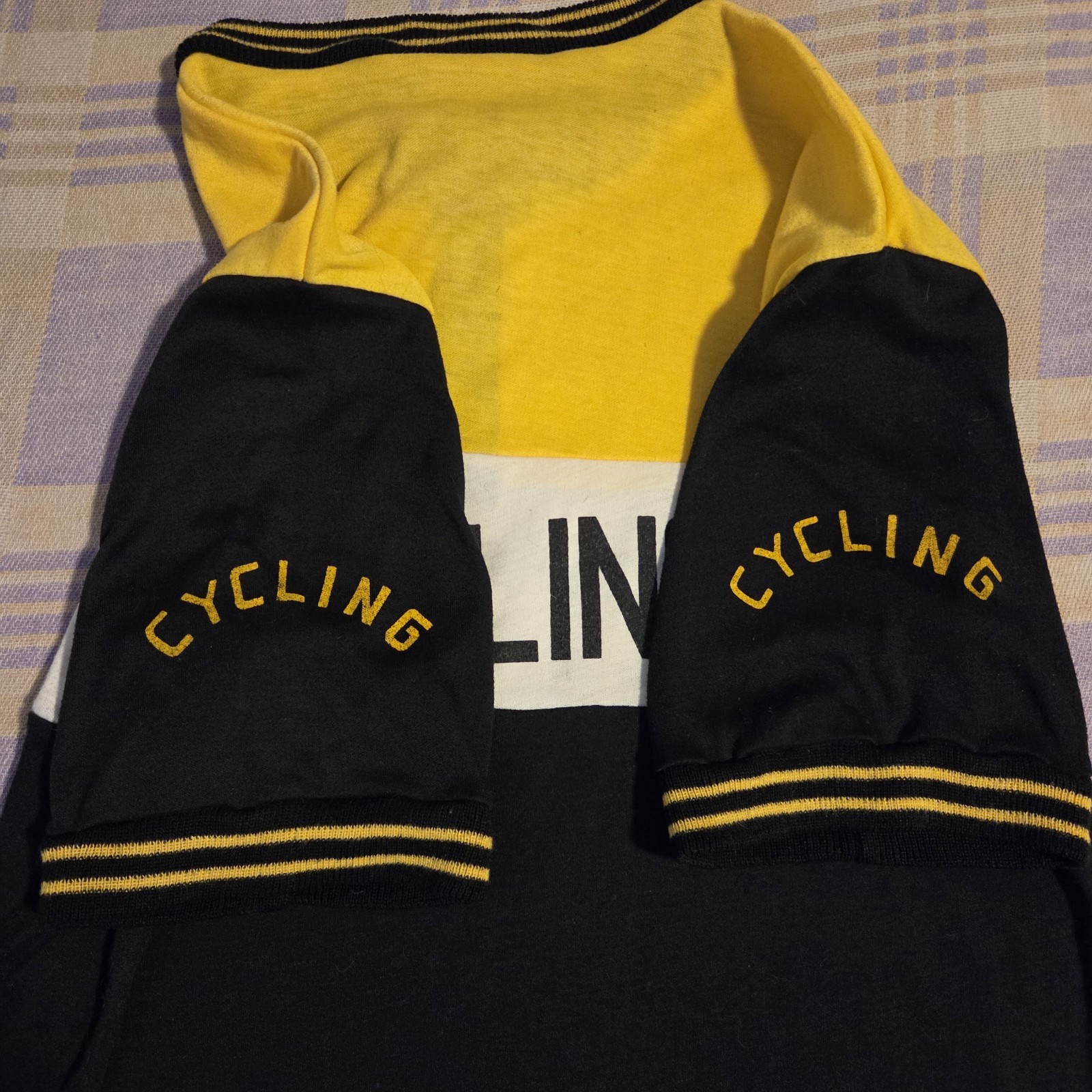 Vintage Cycling Jersey Network Knitwear Size Large Zip Up Color Block 70s Rare