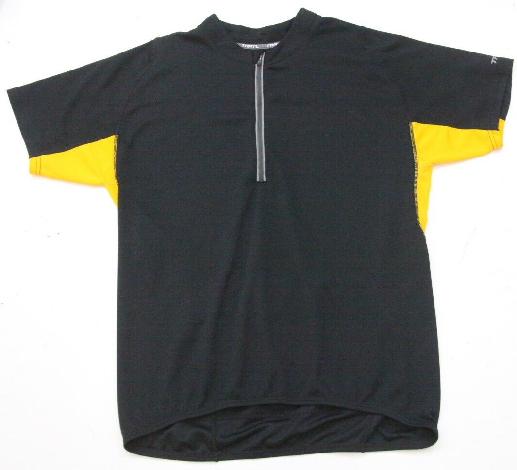 Trayl Cycling Black Orange Large Biking Jersey Tee Shirt 1/2 Zip Polyester EE11