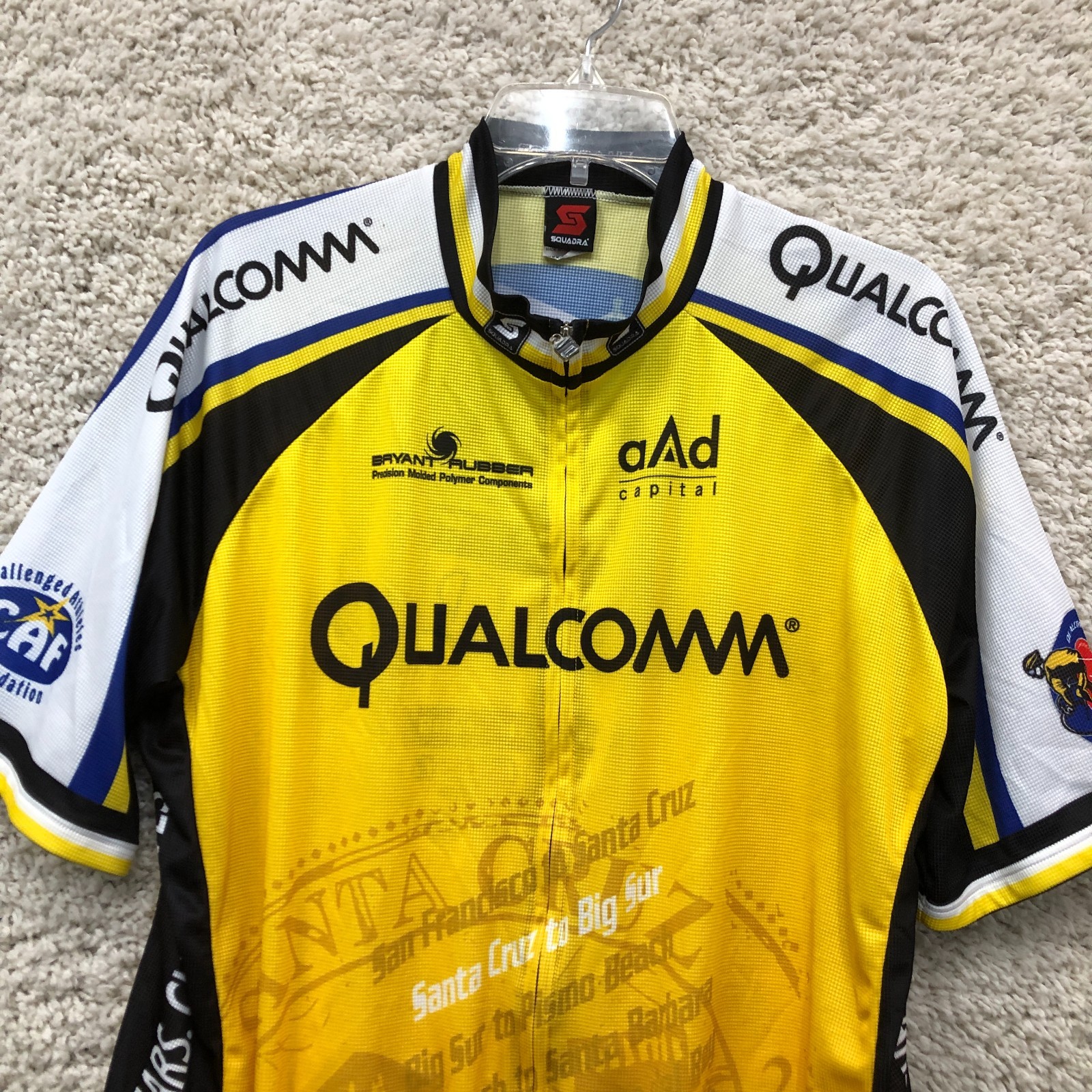 Squadra Mens XXXL Yellow Cycling Jersey Qualcomm Santa Cruz Big Sur Bike Shirt