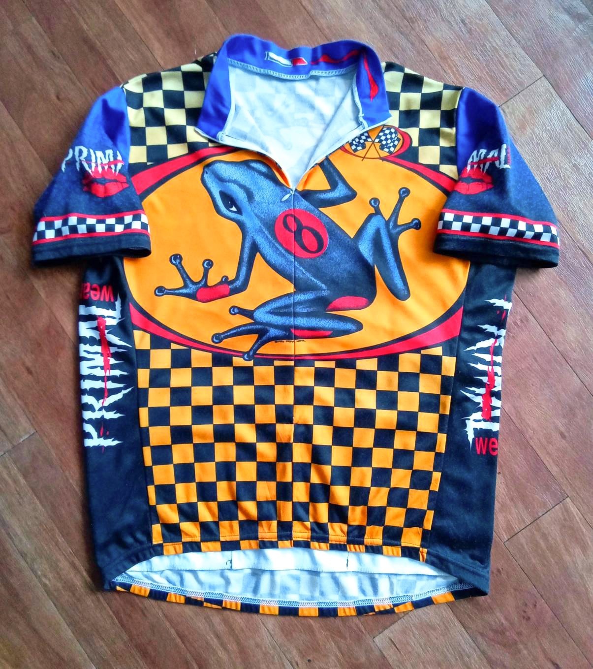 RARE VTG 1996 PRIMAL Wear USA “Poison Dart Frog #8” Cycling Jersey — (fits XL)