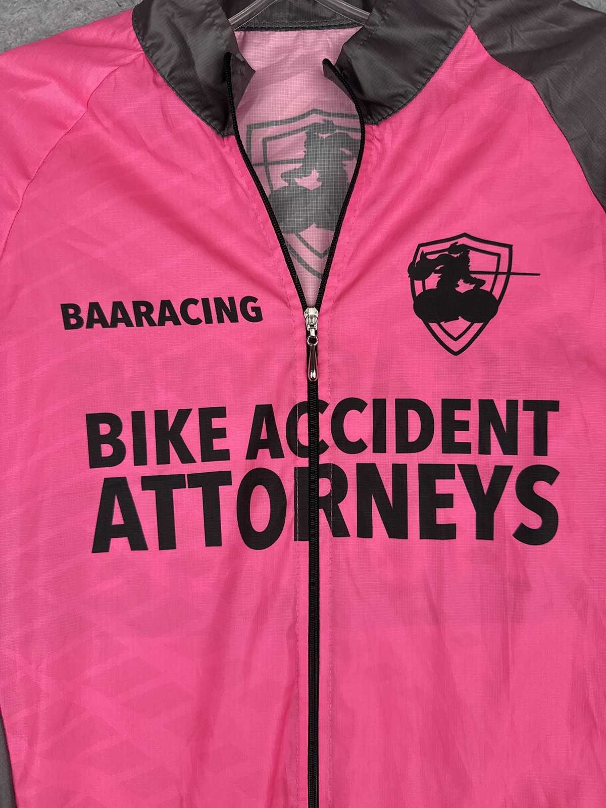 BAA Custom Apparel Cycling Vest Men Small Pink Full Zip Bike Attorneys Windshirt